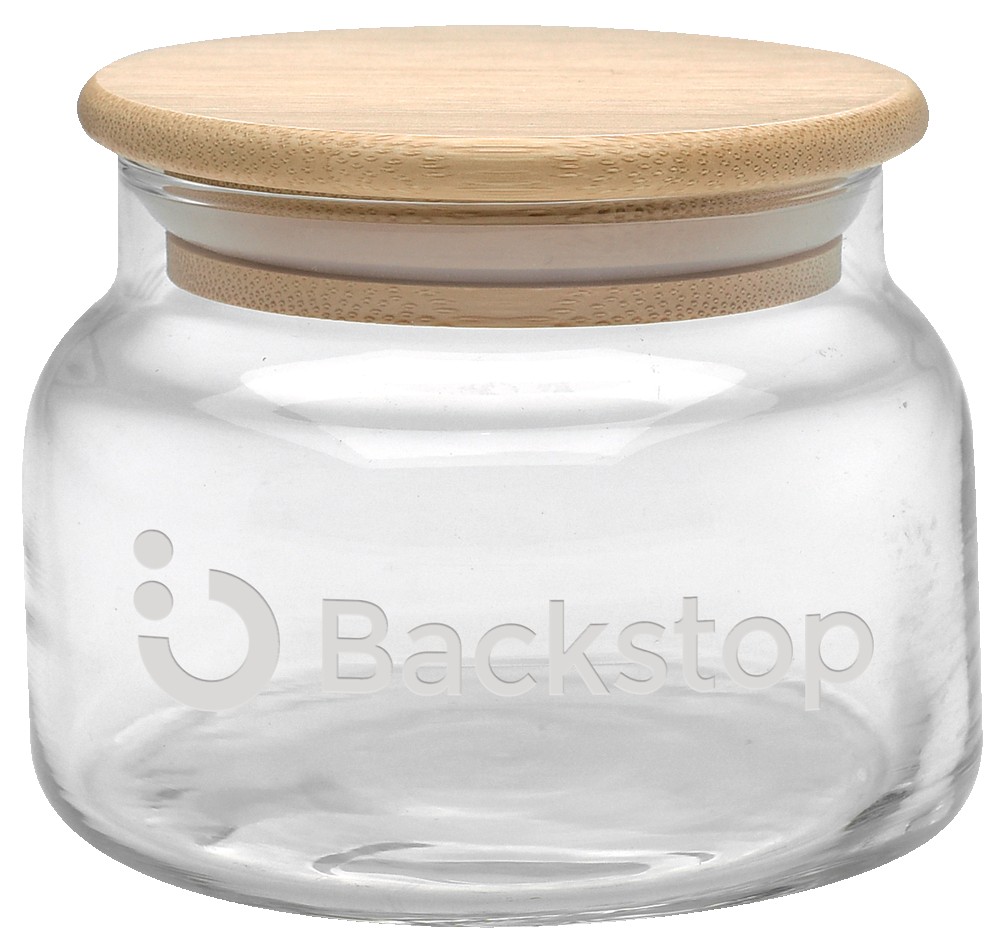 Picture of 8 oz. Apothecary Jar with Bamboo Lid - Etched