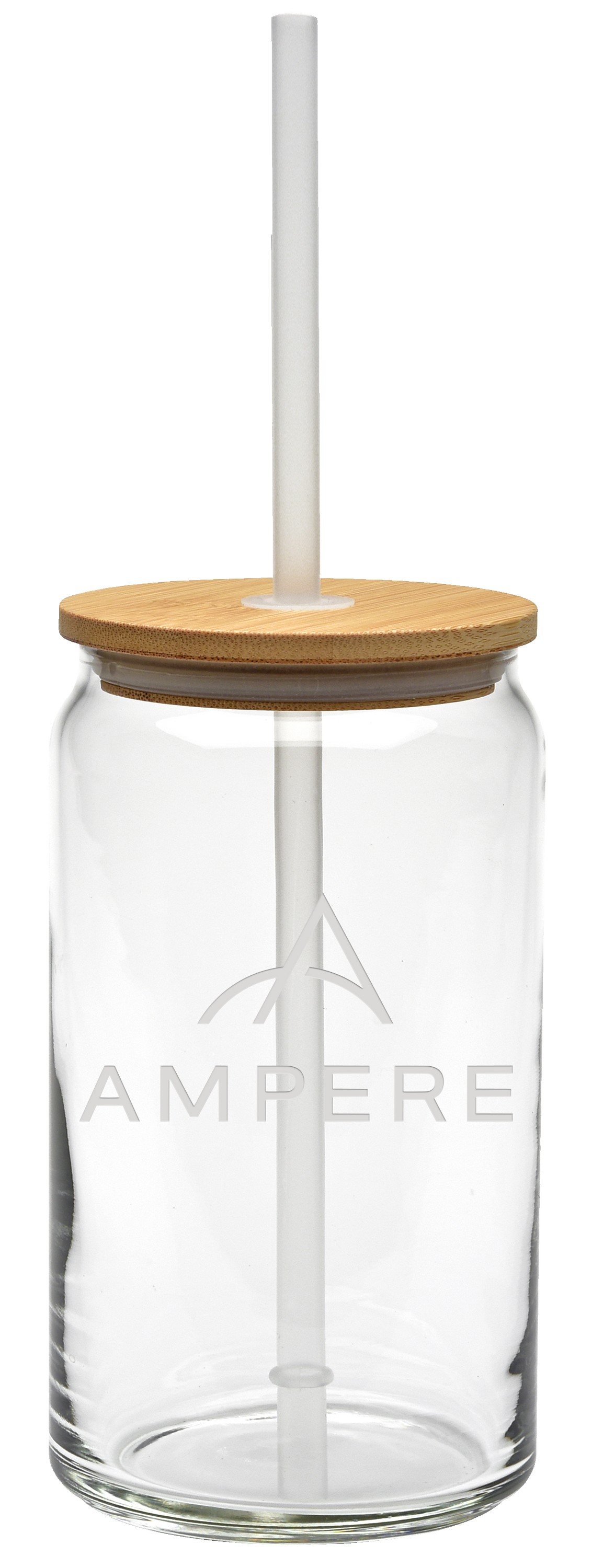 Picture of 16 oz. Etched Soda Can Glass with Bamboo Lid