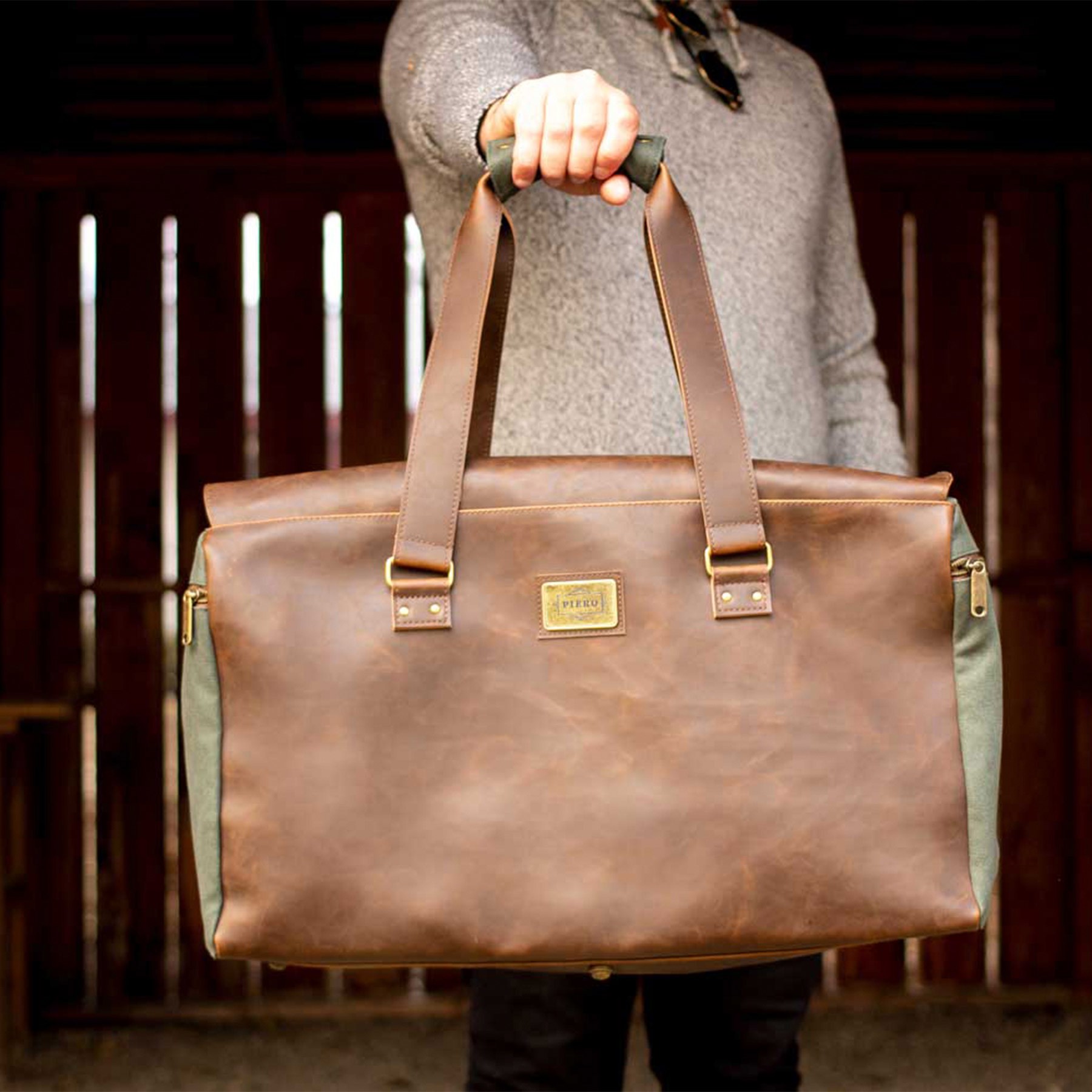 Picture of Danville Leather & Canvas Duffel Bag