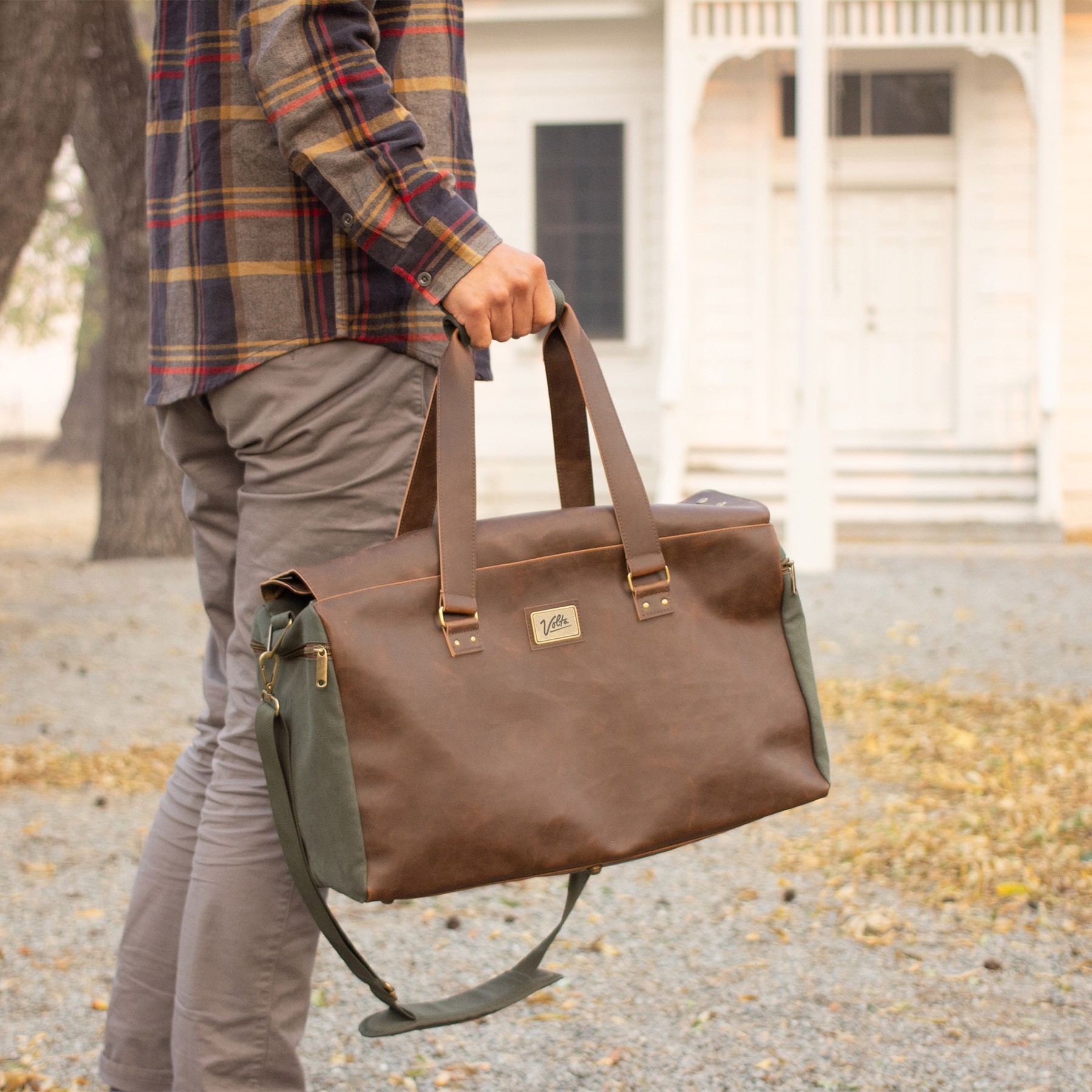 Picture of Danville Leather & Canvas Duffel Bag
