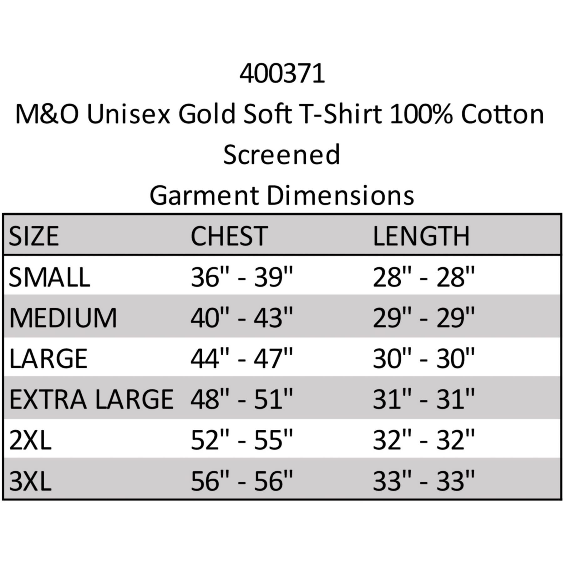 Picture of M&O Unisex Gold Soft T-Shirt 100% Cotton Screened