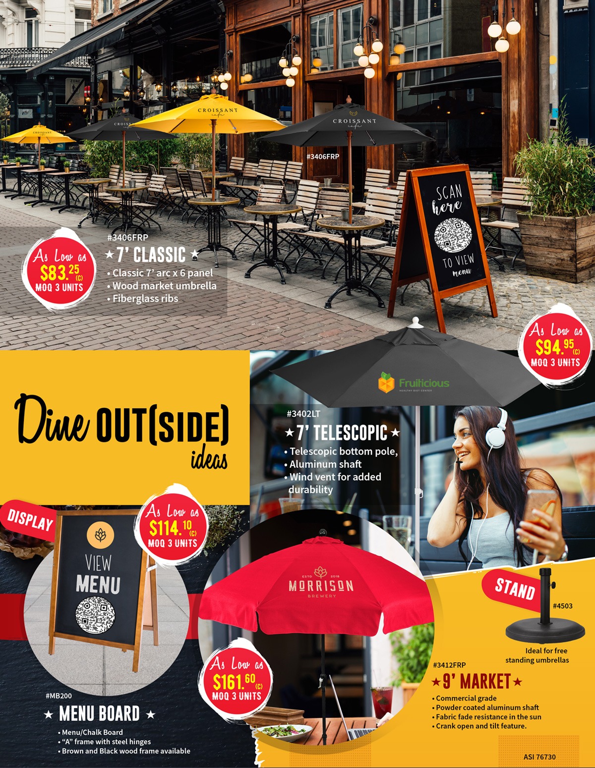 Picture of 7' Telescopic Aluminum Market Umbrella