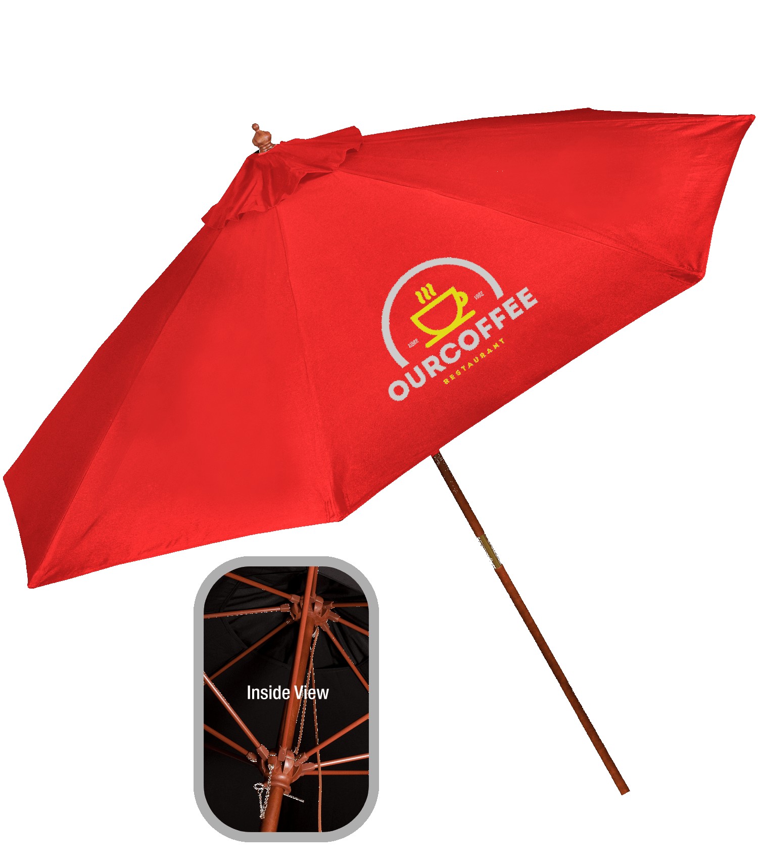 Picture of 9' Wooden Polyester Market Umbrella