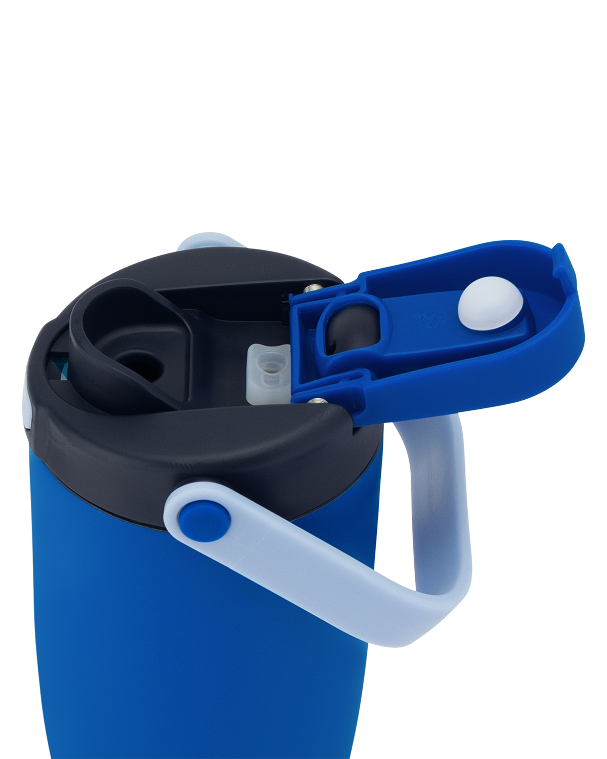 Picture of 30 oz. Lily Recycled Stainless Steel Vacuum Tumbler with Flip Straw and Top Handle.