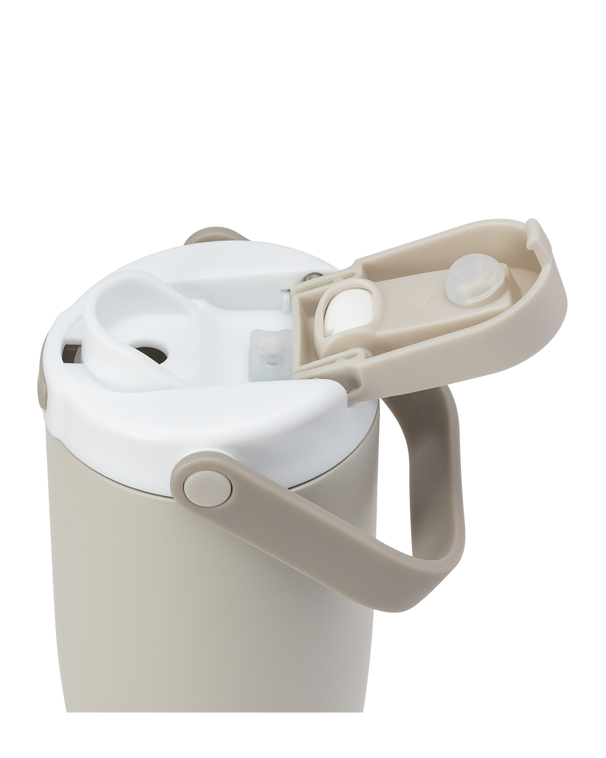 Picture of 30 oz. Lily Recycled Stainless Steel Vacuum Tumbler with Flip Straw and Top Handle.