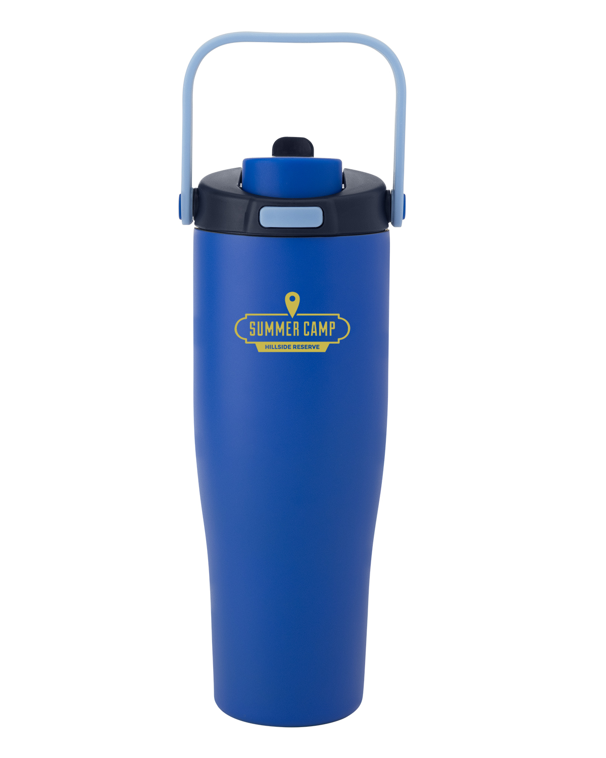 Picture of 30 oz. Lily Recycled Stainless Steel Vacuum Tumbler with Flip Straw and Top Handle.