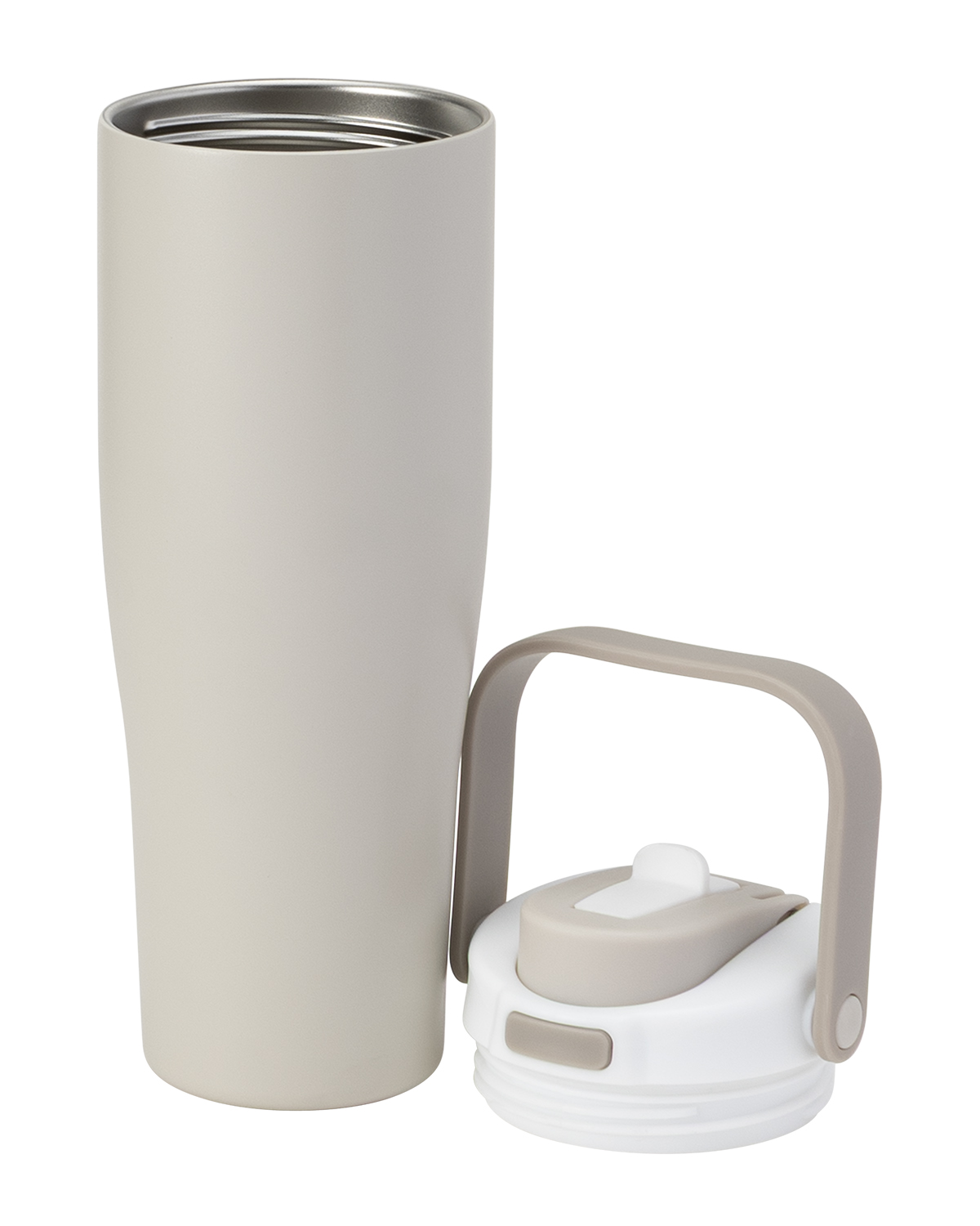 Picture of 30 oz. Lily Recycled Stainless Steel Vacuum Tumbler with Flip Straw and Top Handle.