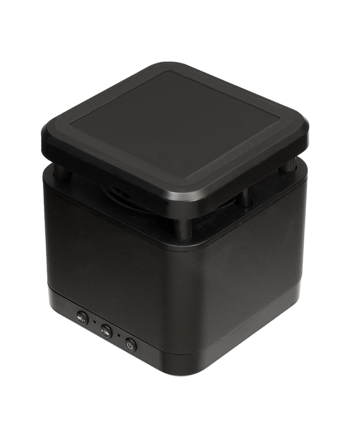 Picture of Cube Wireless Speaker and Charger.