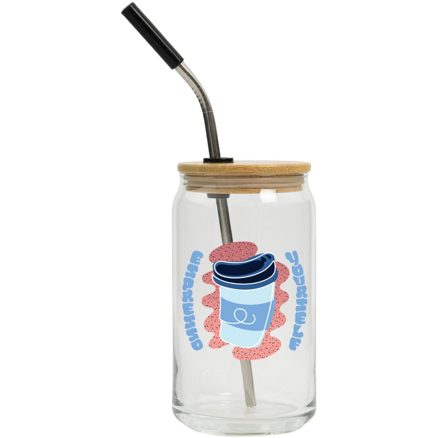 Picture of Full Color Can Glass 16 Oz With Lid And Straw