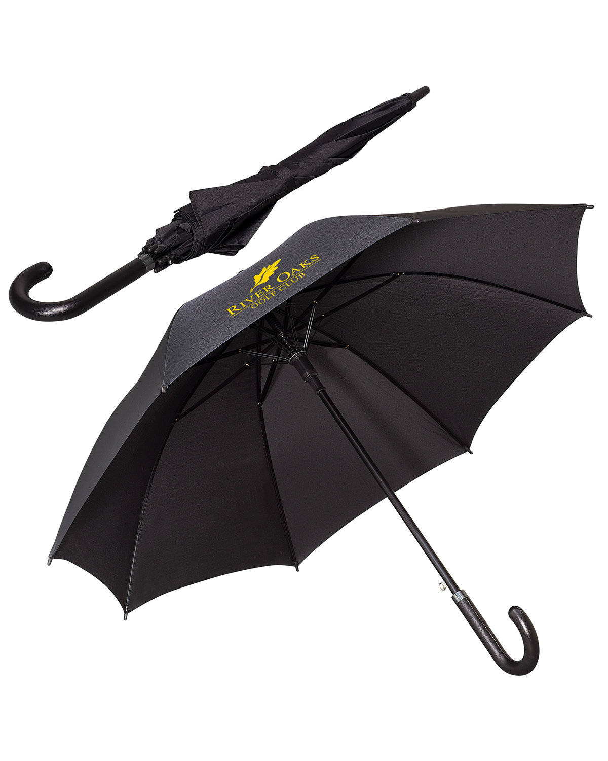 Picture of 48" Arc Executive Umbrella With Curved Faux Leather Handle.