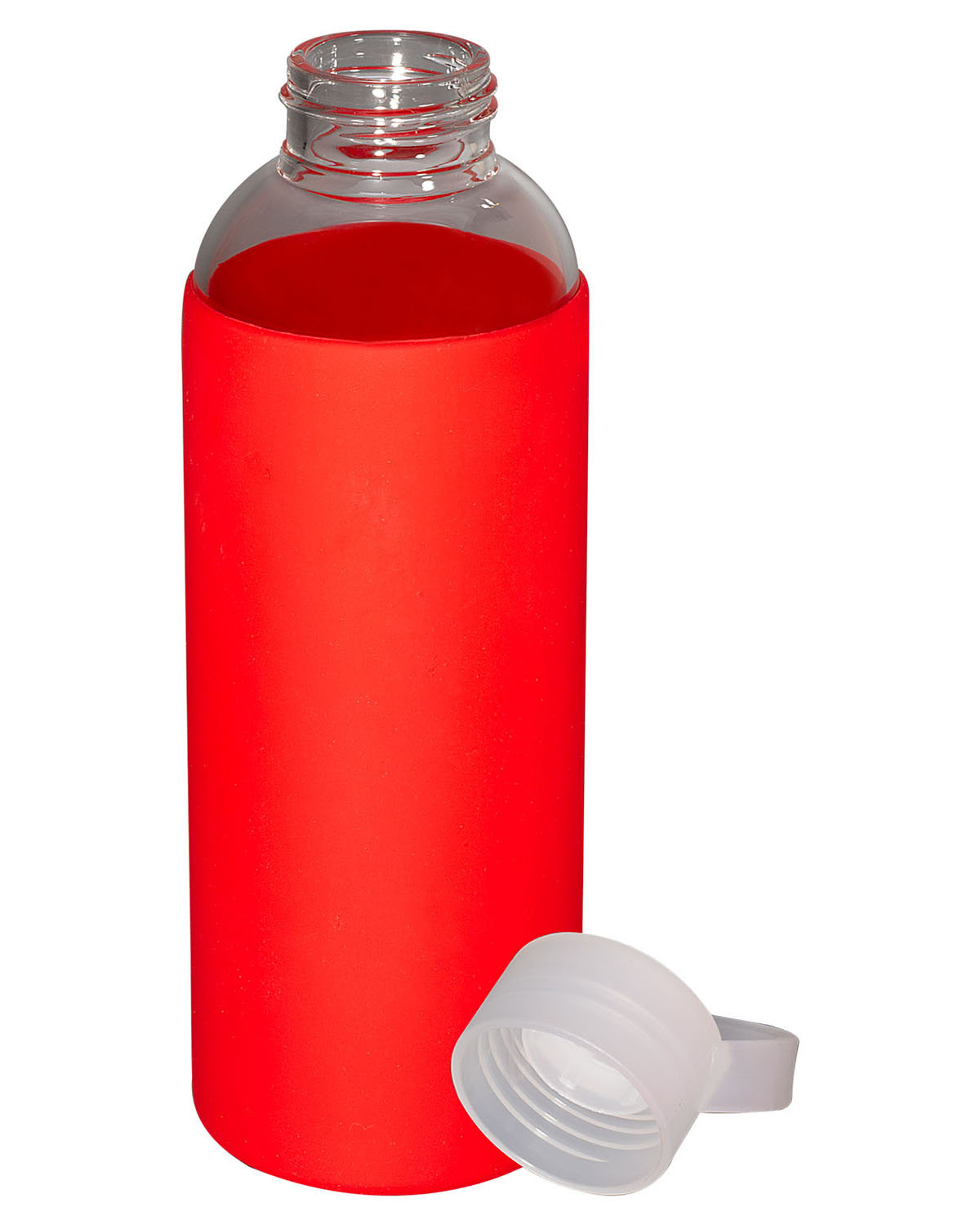 Picture of 18 oz. Glass Bottle With Color Silicone Sleeve.