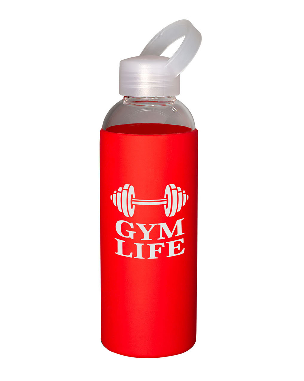 Picture of 18 oz. Glass Bottle With Color Silicone Sleeve.