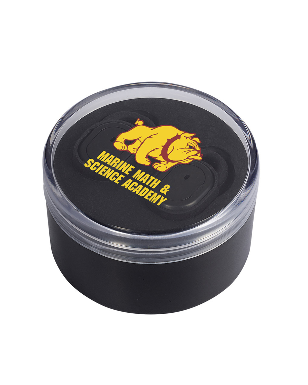 Picture of Wireless In-Ear Buds In Round Case.