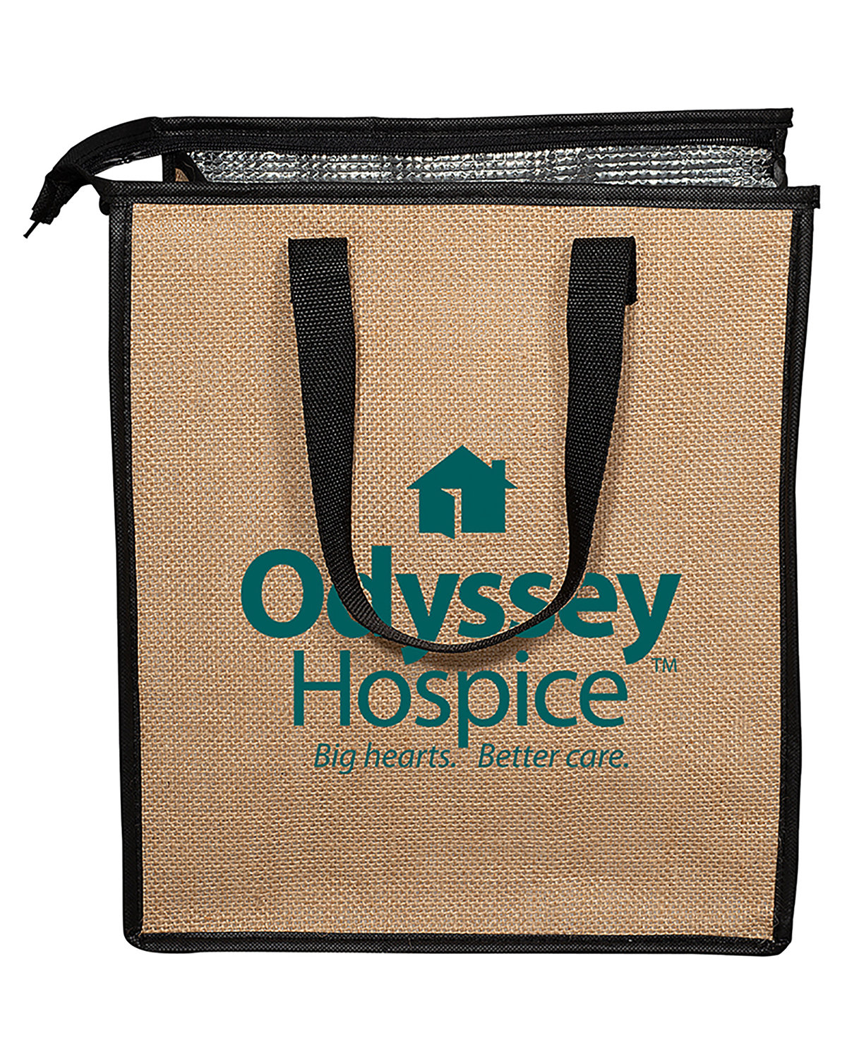 Picture of Jute Lunch Cooler Tote Bag.