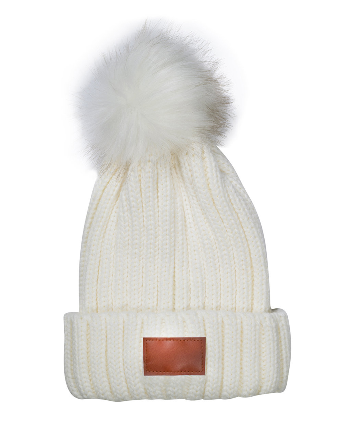 Picture of Knit Beanie With Fur Pom Pom.