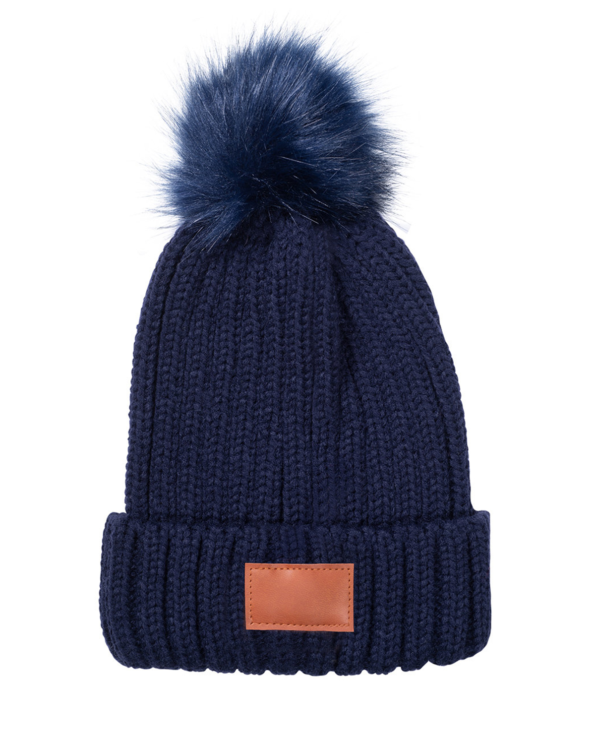 Picture of Knit Beanie With Fur Pom Pom.