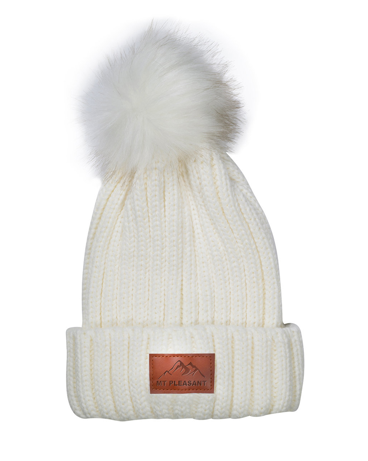 Picture of Knit Beanie With Fur Pom Pom.