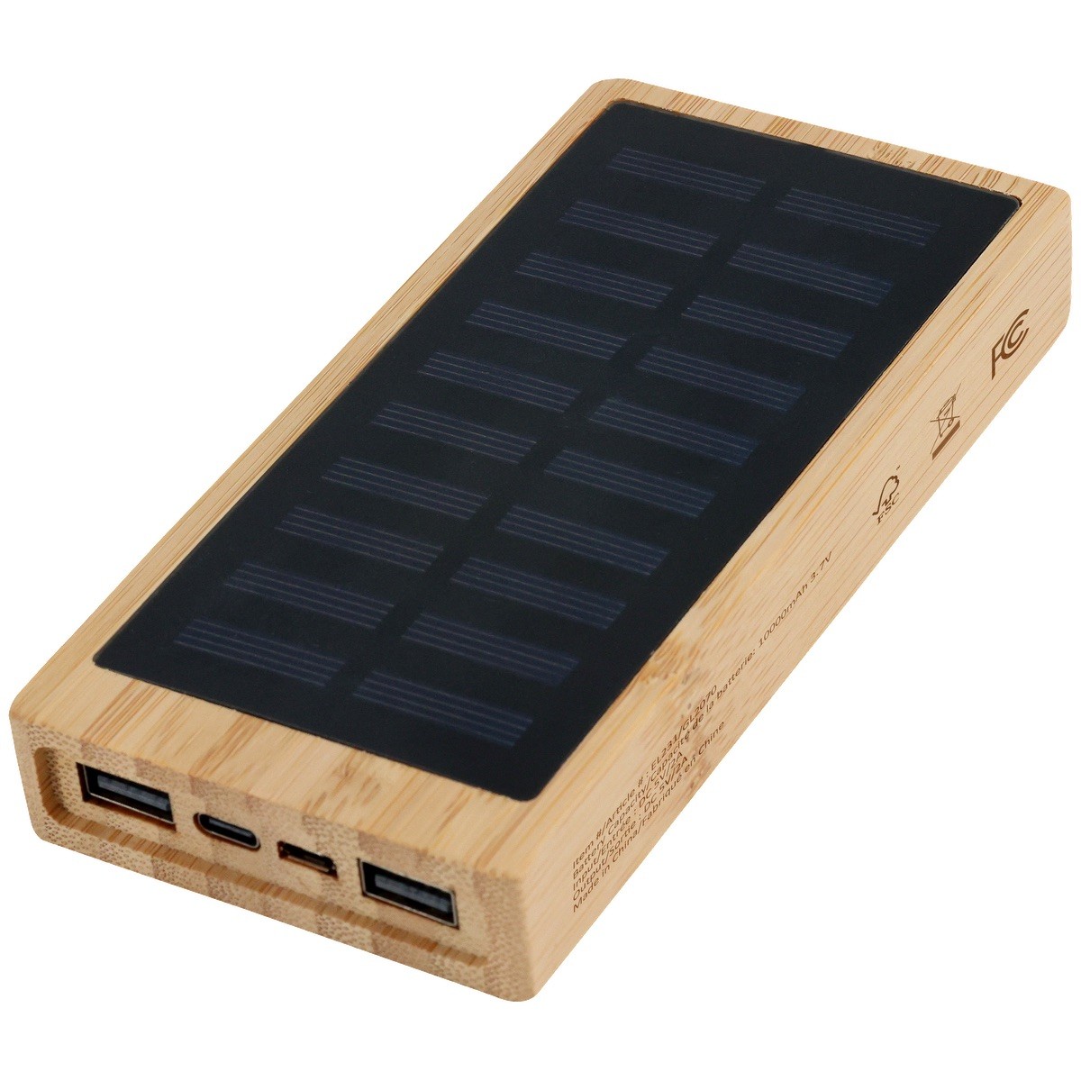 Picture of Bamboo 10,000mAh Solar/Wireless Powerbank