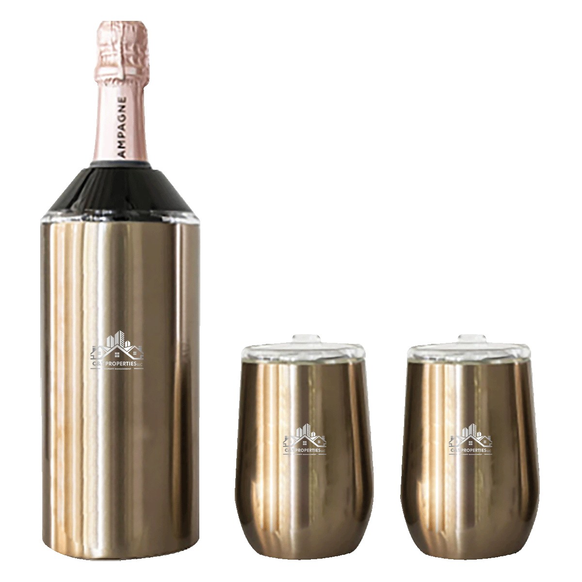 Picture of Vinglacé® Wine Bottle Insulator & 2 Glass Gift Set, Laser, Standard