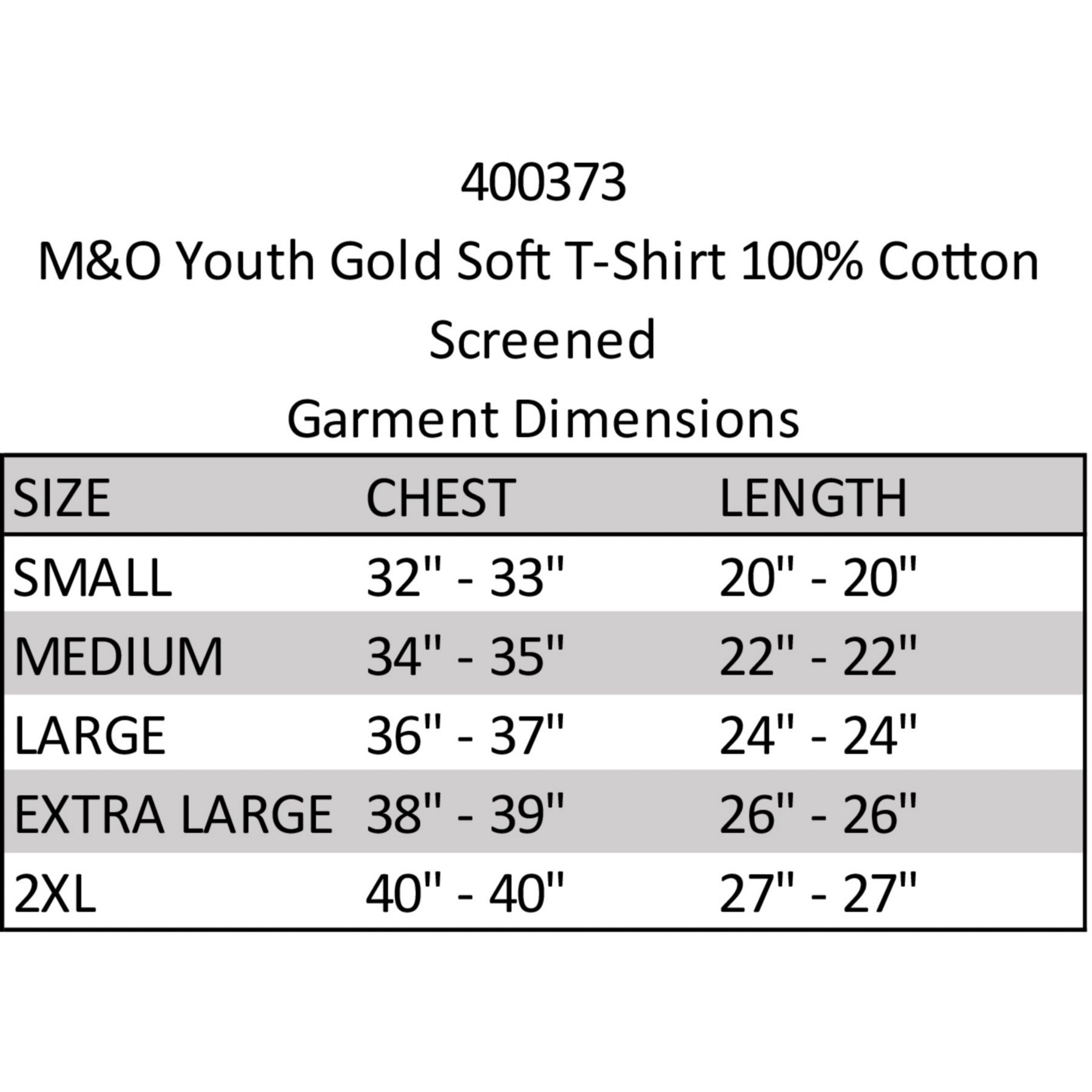 Picture of M&O Youth Gold Soft T-Shirt 100% Cotton Screened