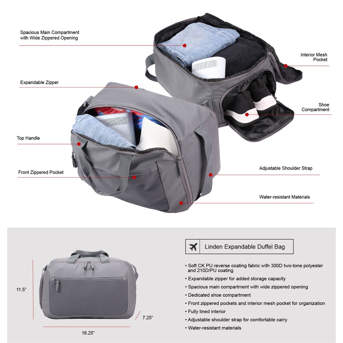Picture of Linden Expandable Duffel Bag
