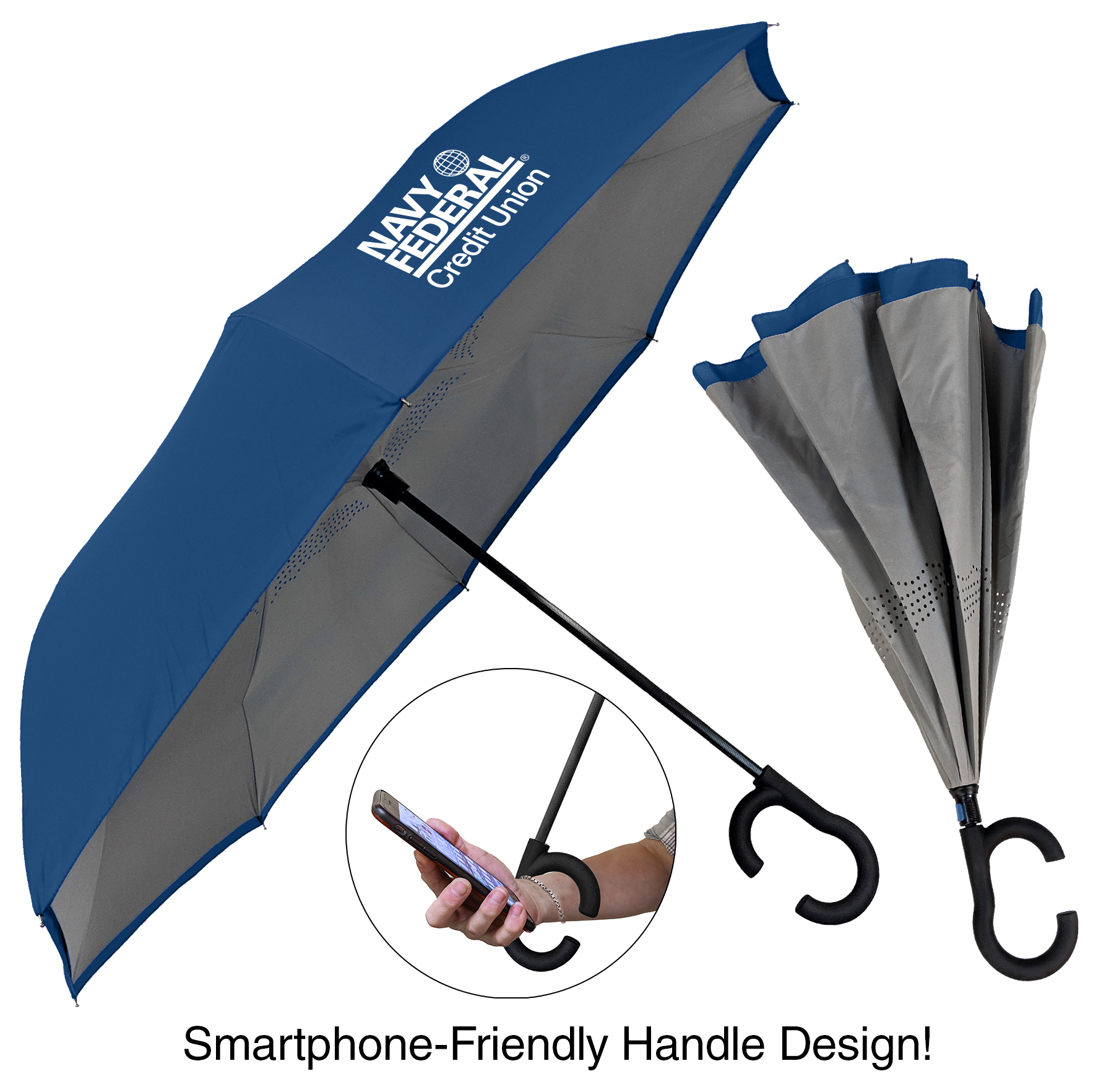 Picture of The ViceVersa Inverted Umbrella w/Smartphone-Friendly Handle - Manual-Open & Reverse Close