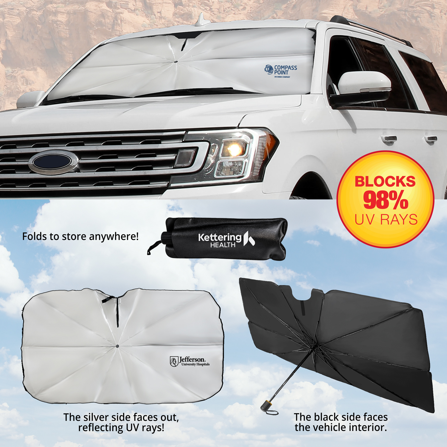 Picture of The Dashboard Defender - UPF-50 UV Car Windshield Sunshade Folding Umbrella