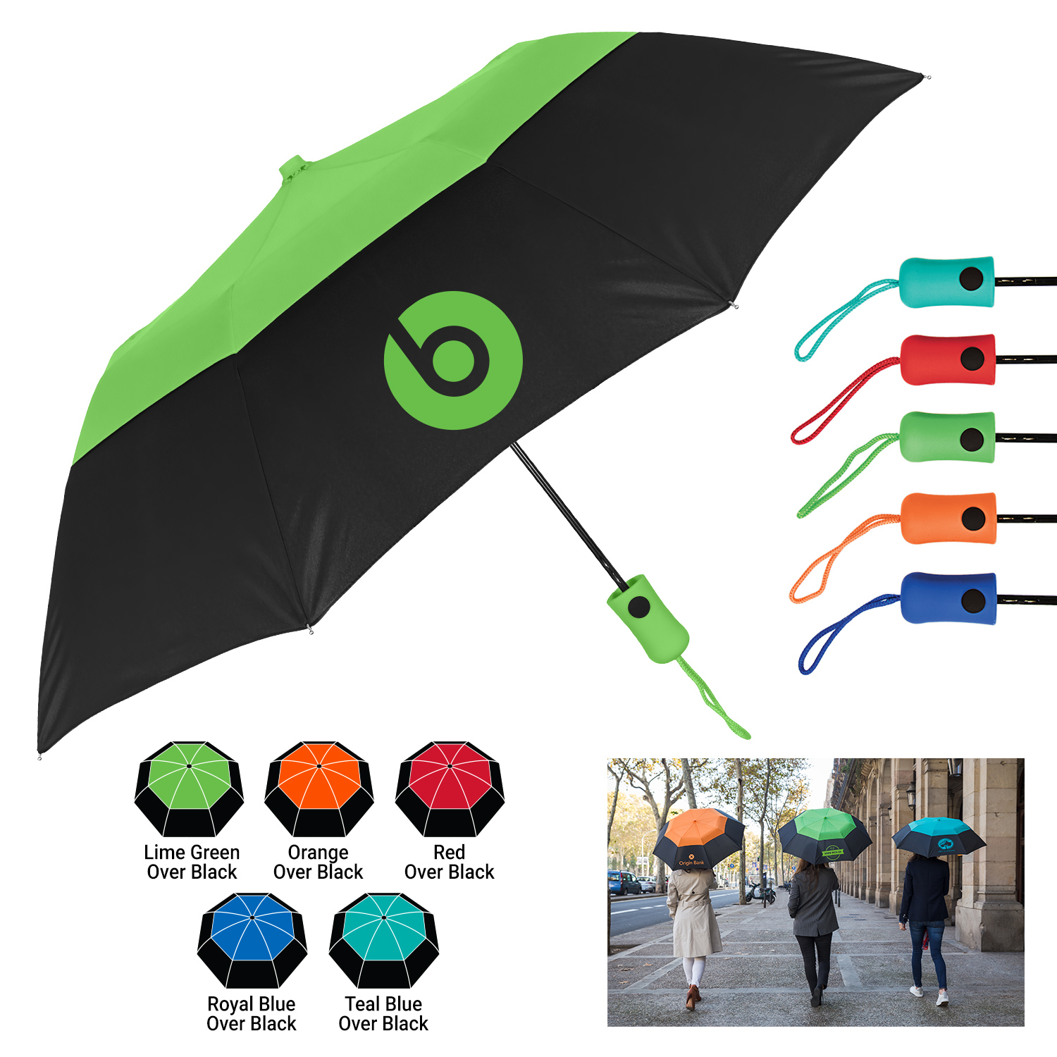 Picture of The Vented Color Crown Auto-Open Folding Umbrella