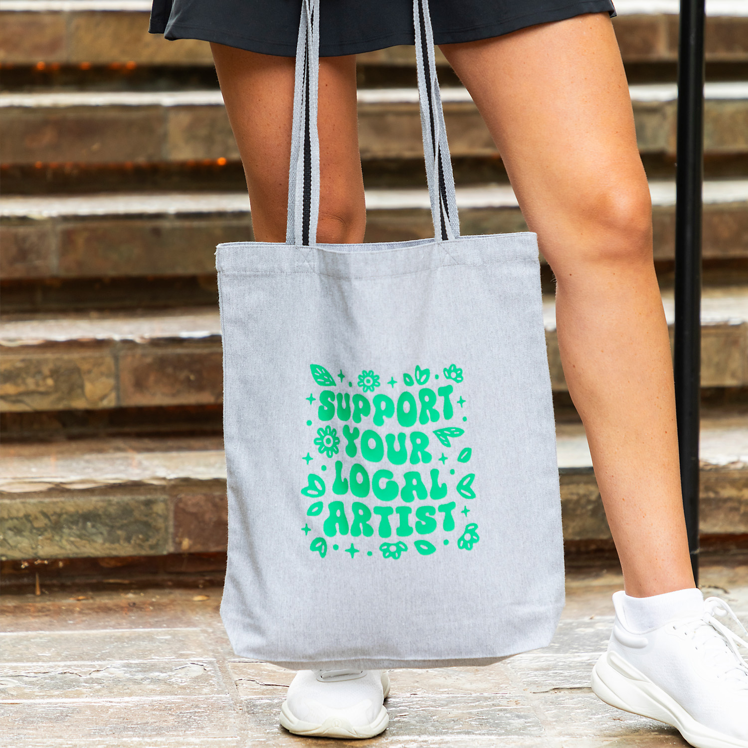 Picture of Deluxe Canvas Tote Bag with Striped Handles