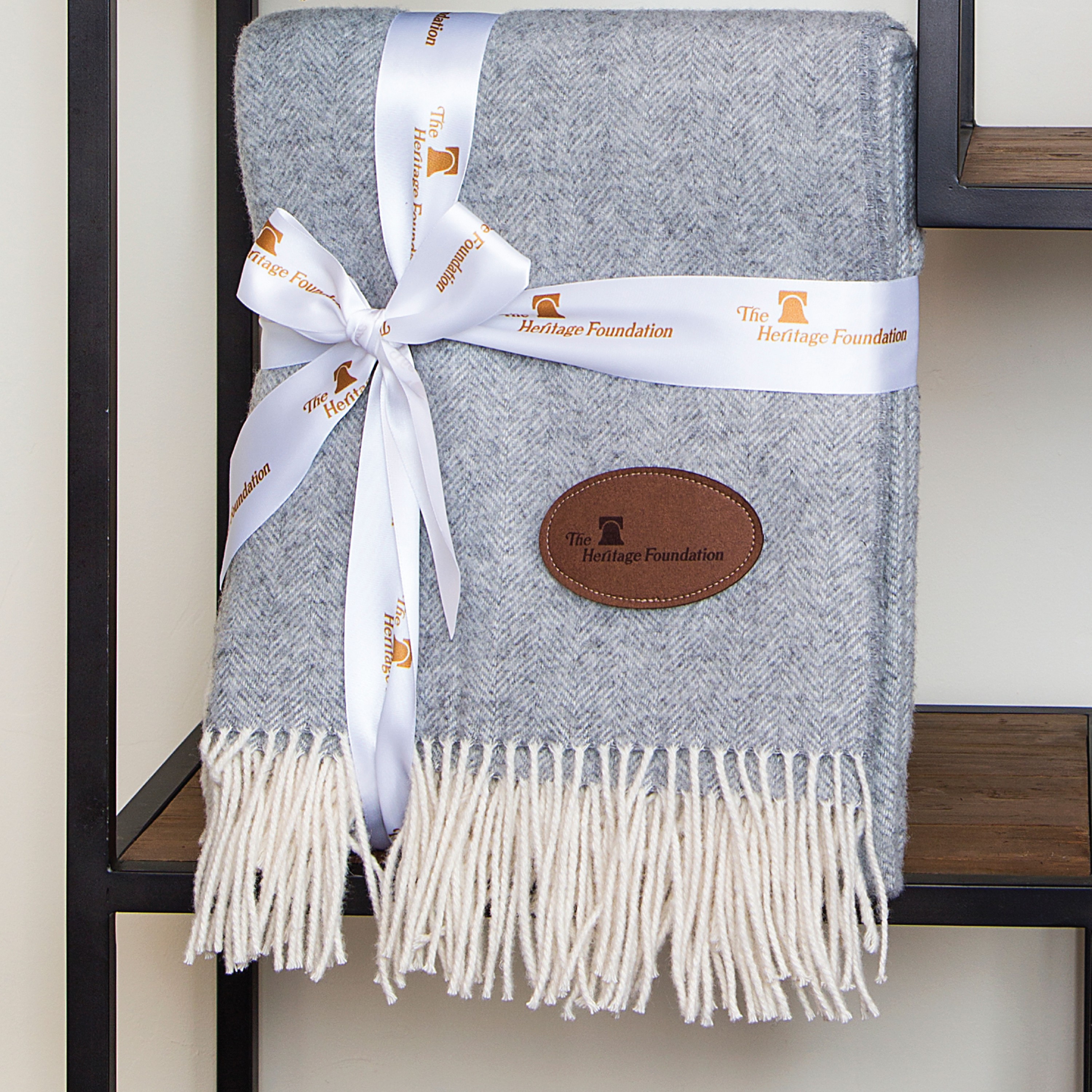 Picture of Herringbone Wool Blanket (Leatherette Patch)