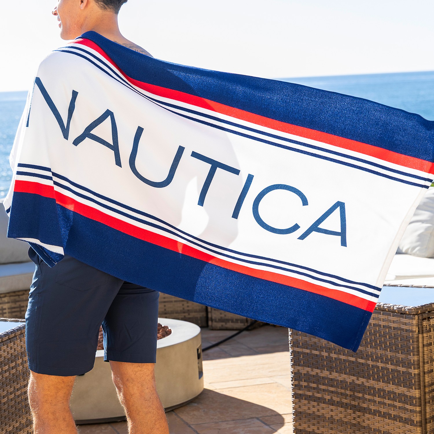 Picture of Mariner Stripe Cotton Velour Beach Towel