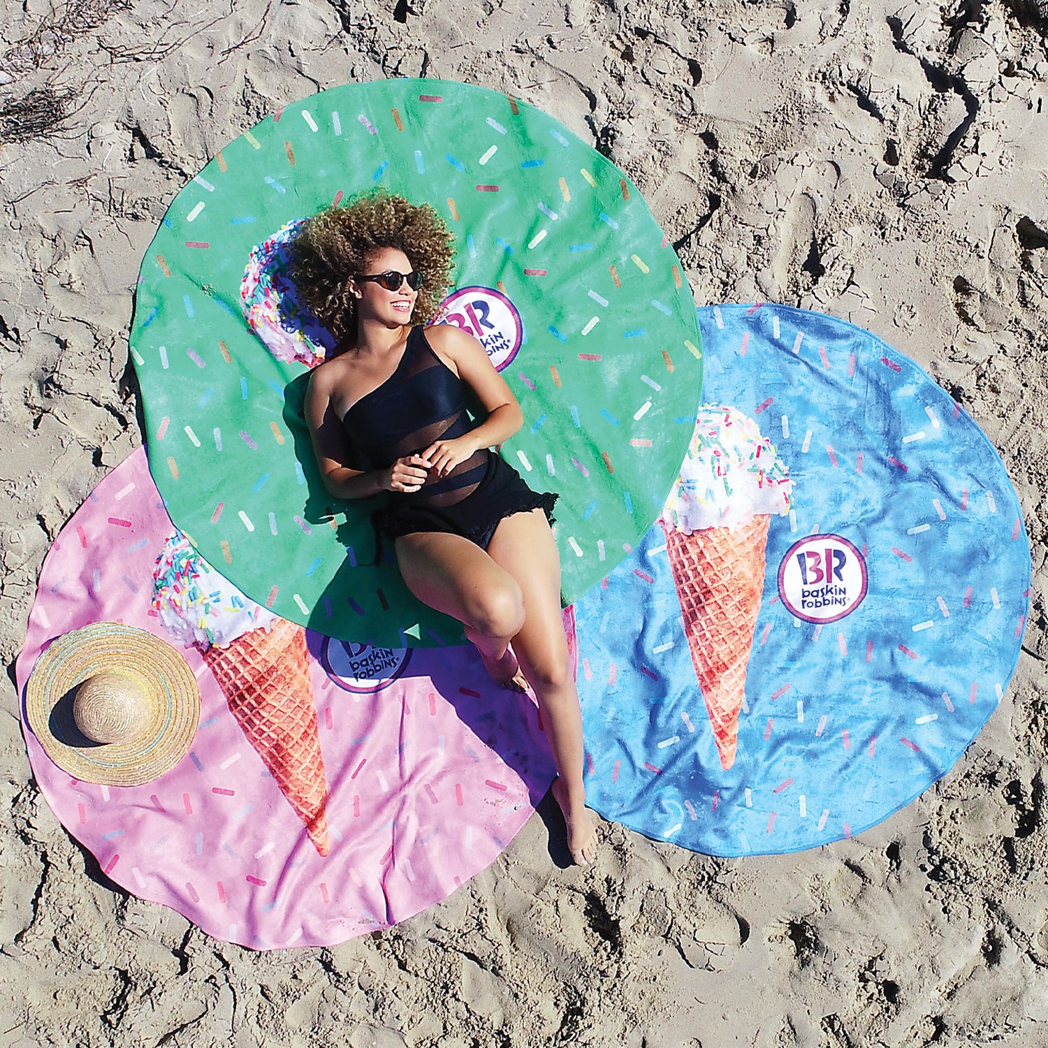 Picture of Round Subli-Plush Velour Beach Towel