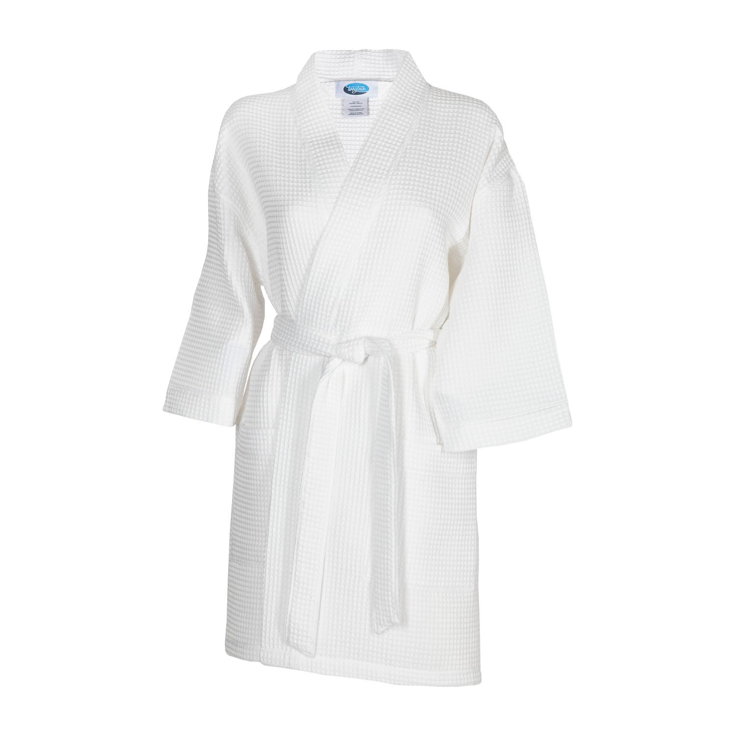 Picture of Thigh Length Waffle Weave Kimono Robe (White Robe, Embroidered)