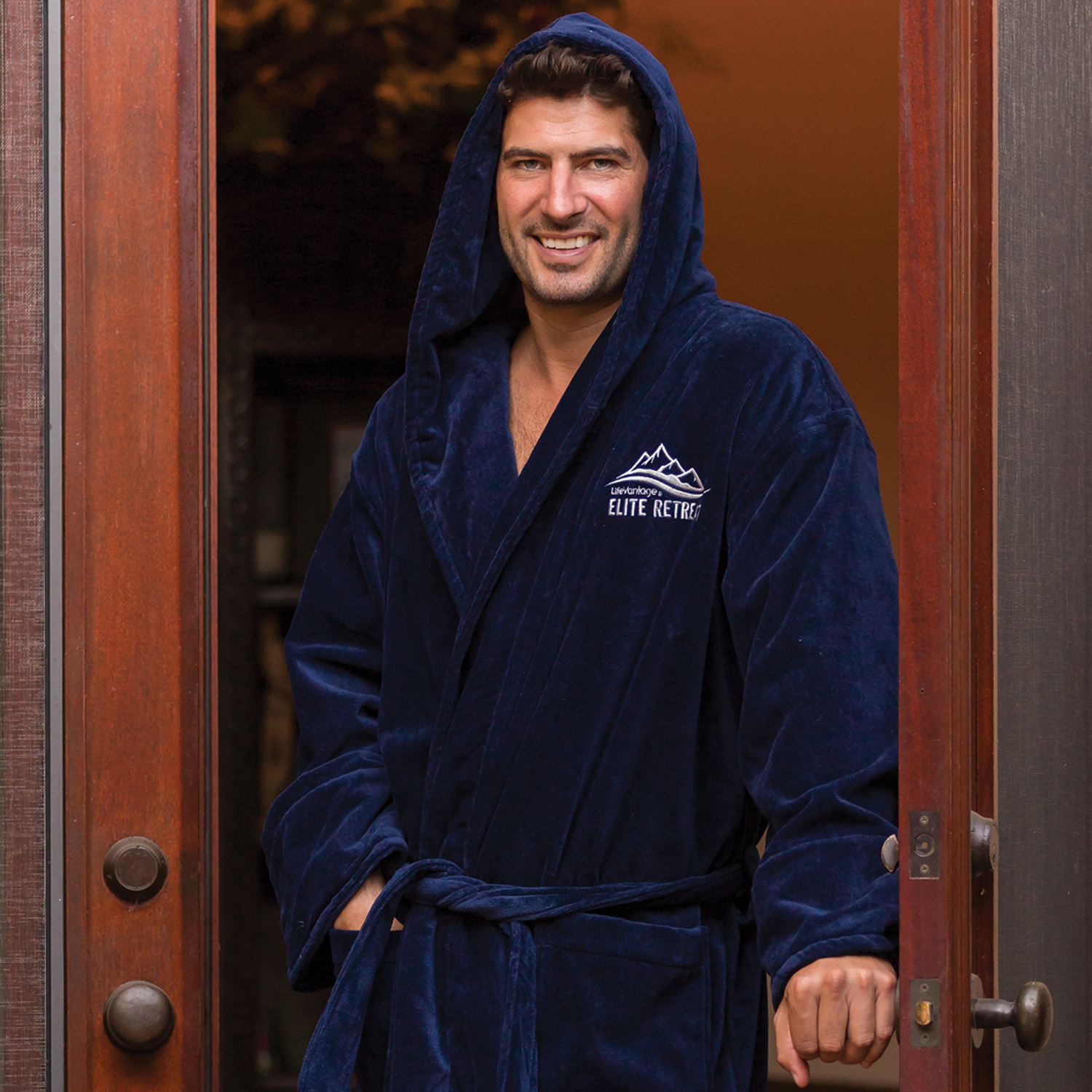 Picture of Terry Velour Hooded Robe (White Robe, Embroidered)
