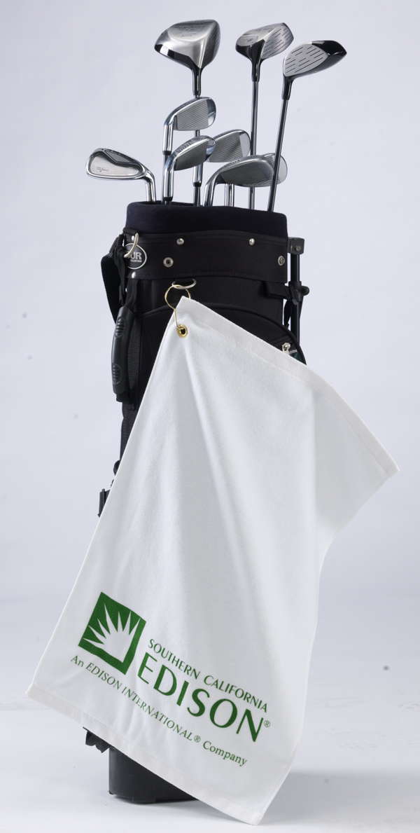 Picture of Medium Weight Golf Towel W/ Upper Left Corner Hook & Grommet (White Imprinted)