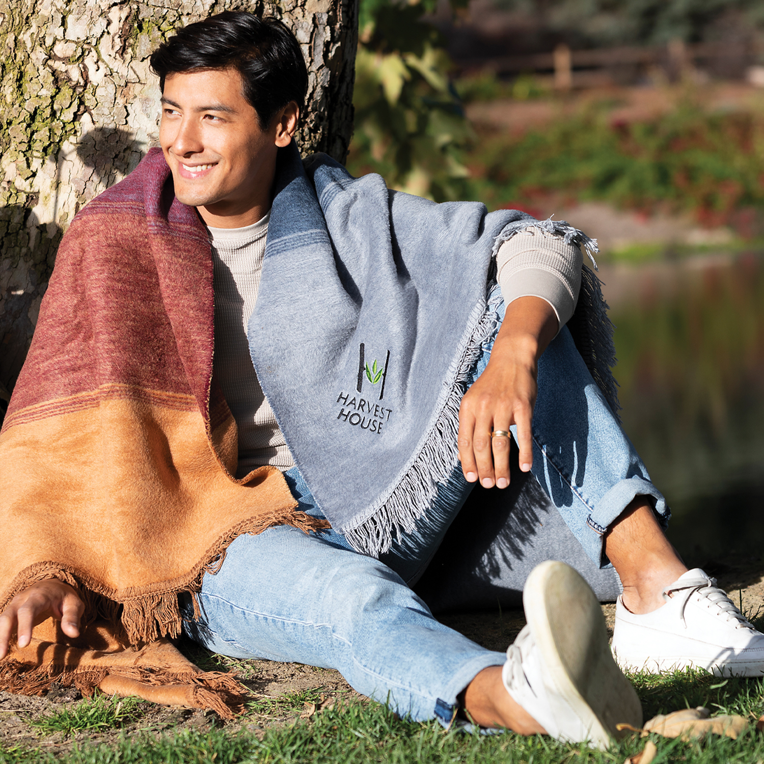 Picture of Oversized Recycled Cotton Bohemian Blankets (Embroidered)