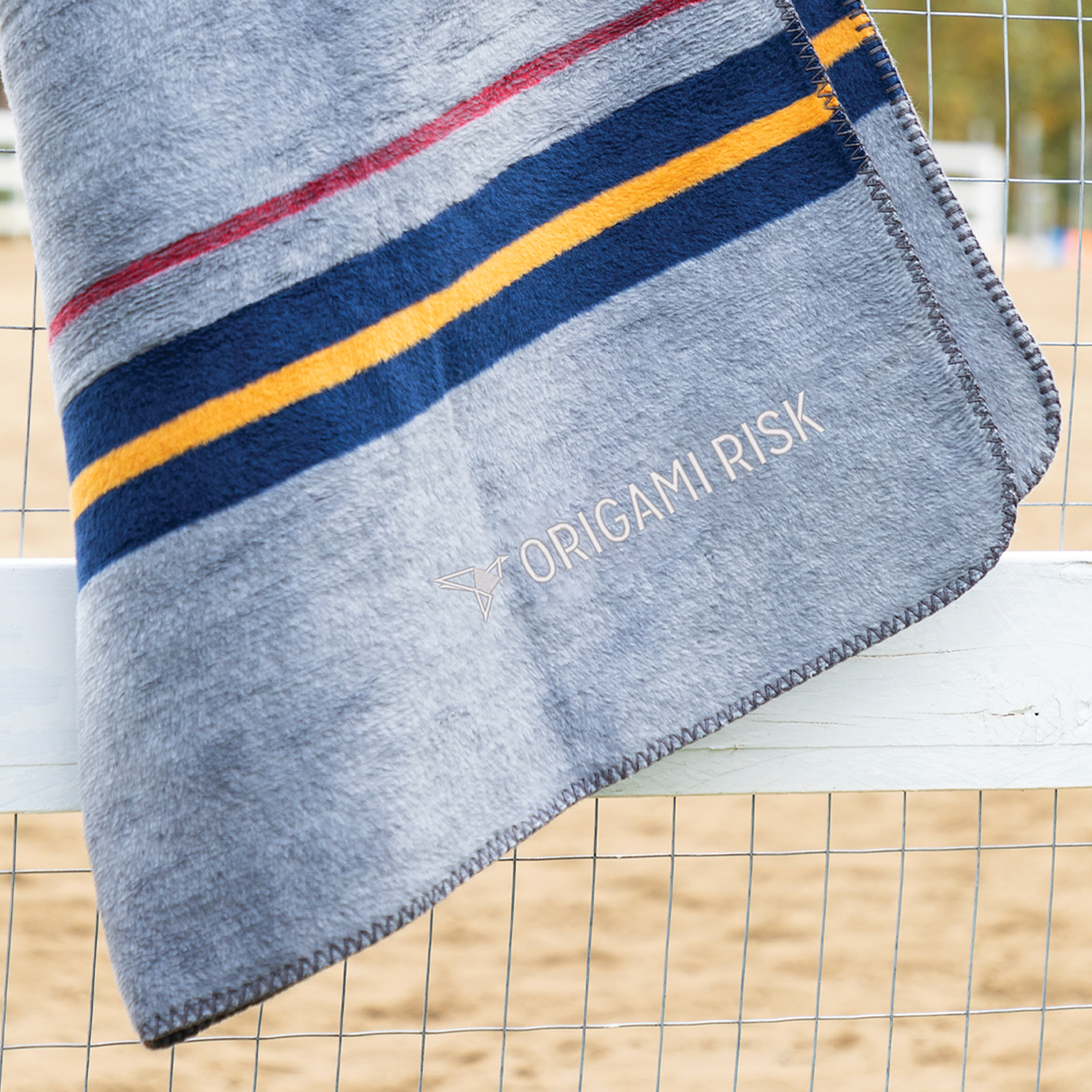 Picture of Oversized Recycled Cotton Chalet Stripe Blankets (Embroidered)