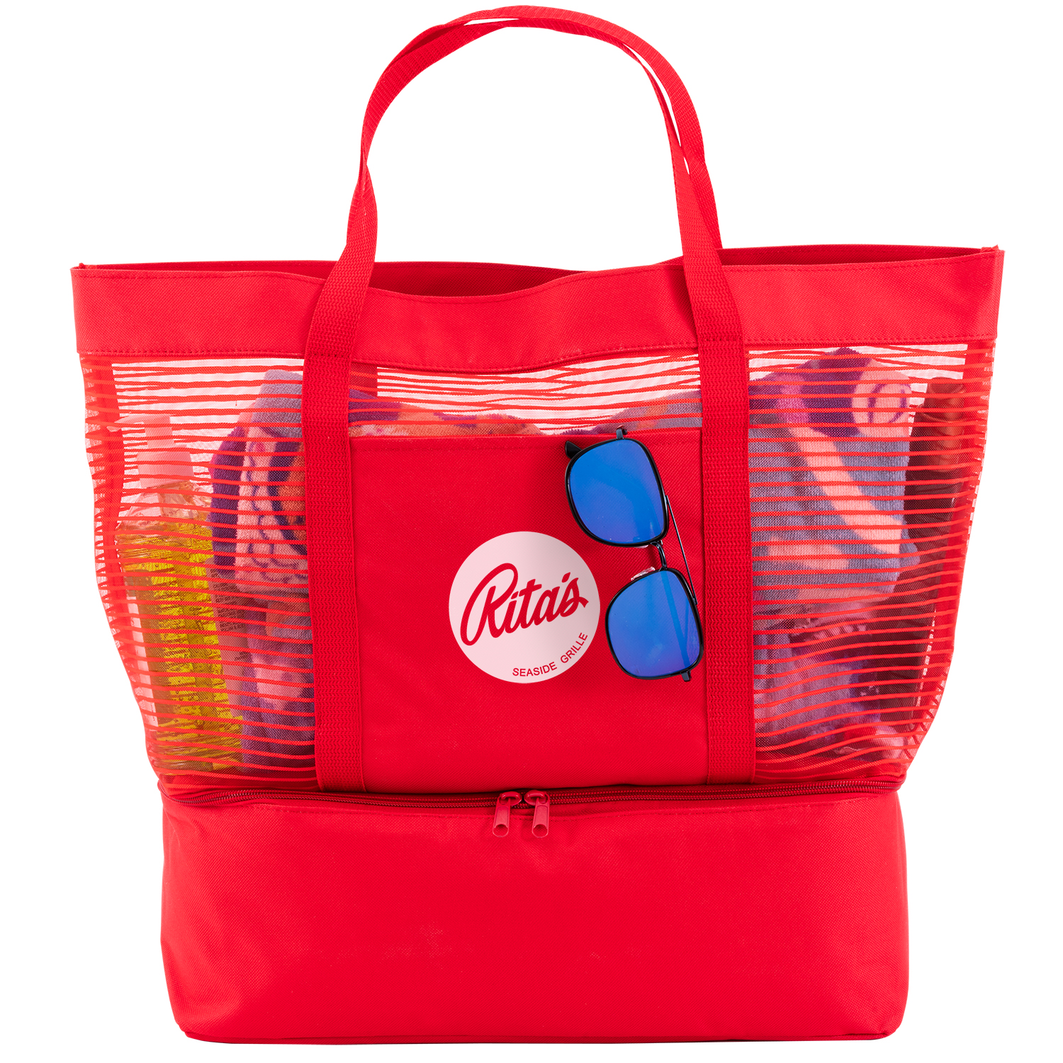 Picture of 2" 1 Striped Mesh Beach Bag Cooler