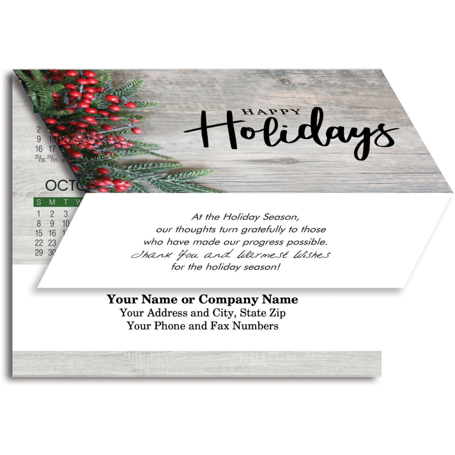Picture of Four Seasons Holly Card To Calendar
