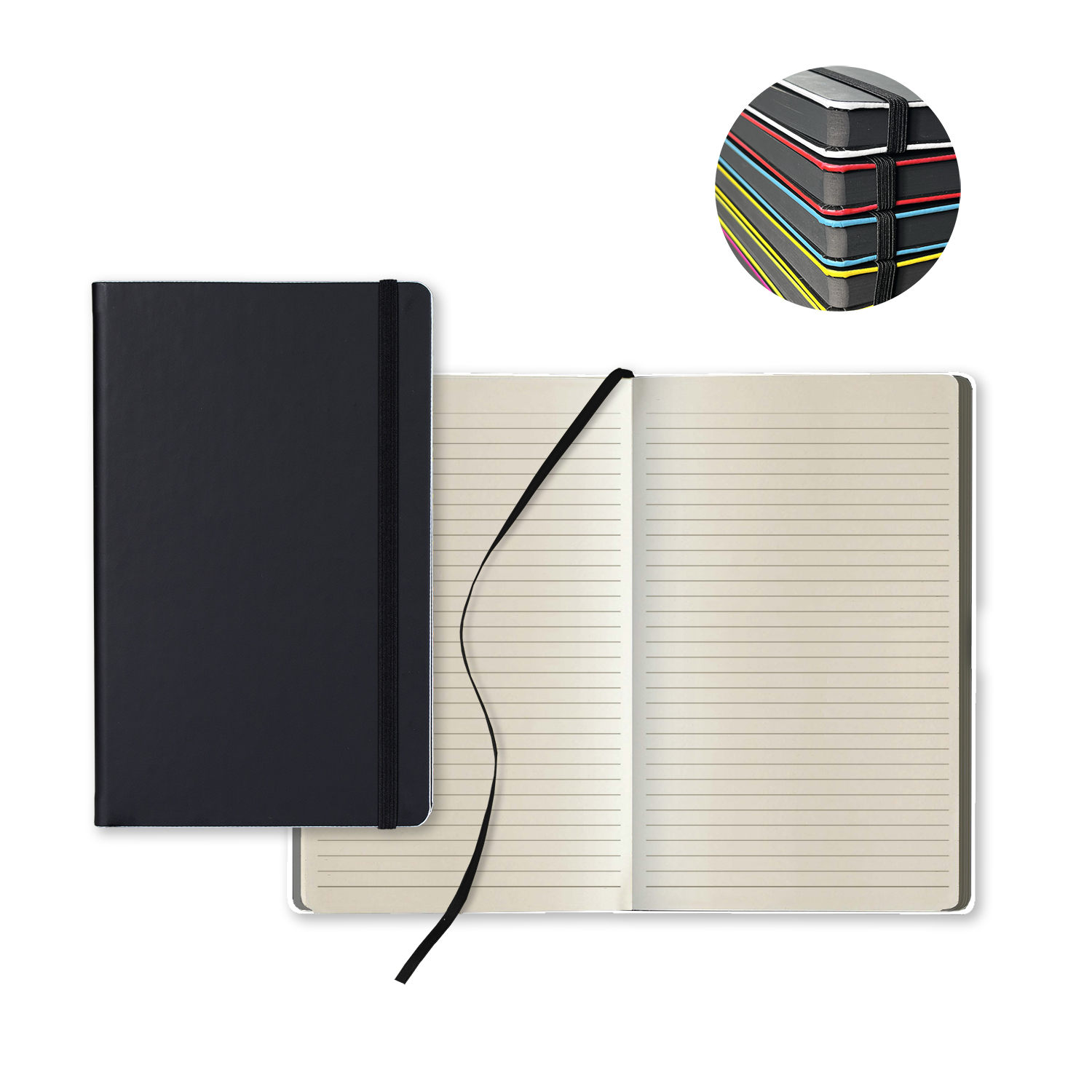 Picture of Castelli Black Laser Medio Lined Ivory Page Journal