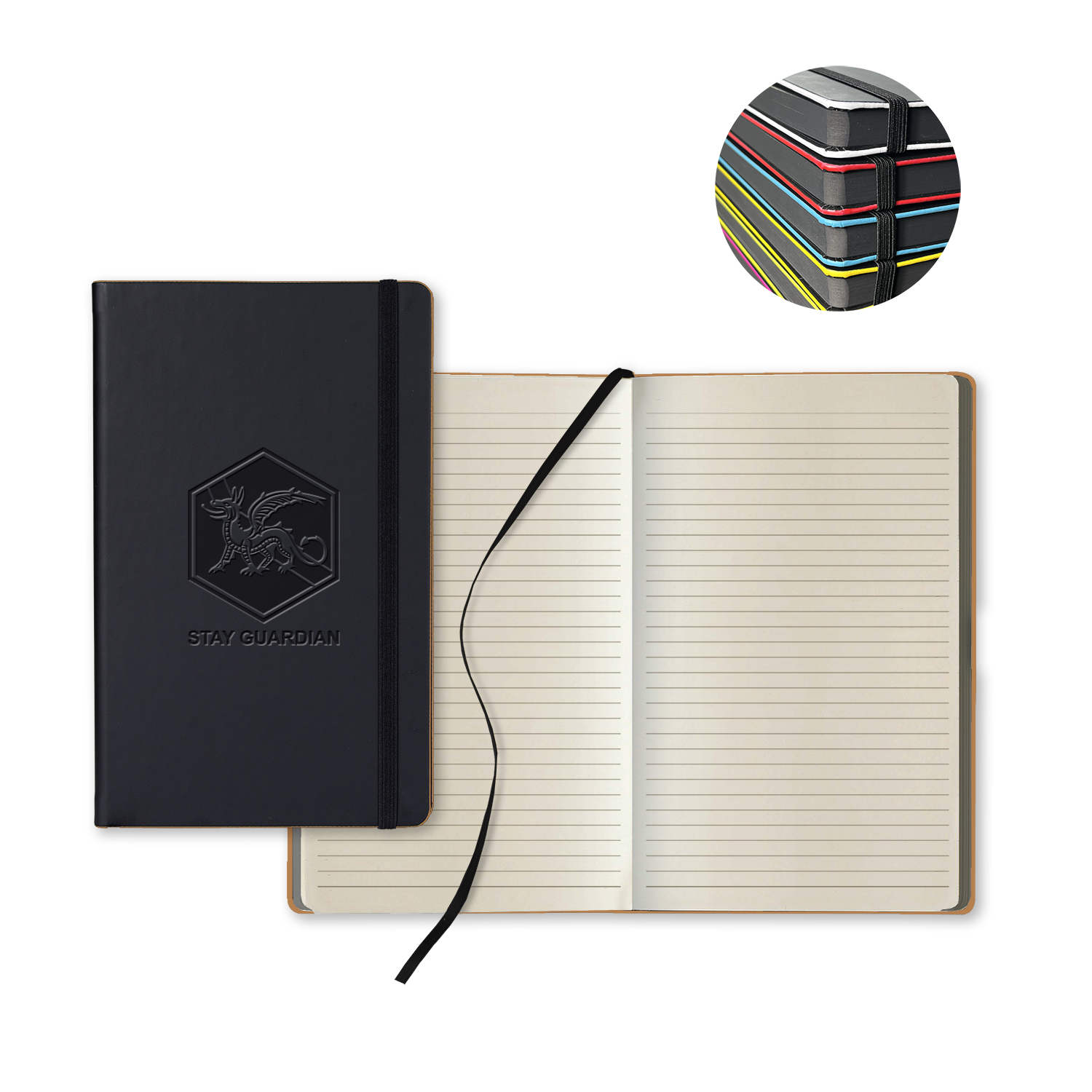 Picture of Castelli Black Laser Medio Lined Ivory Page Journal