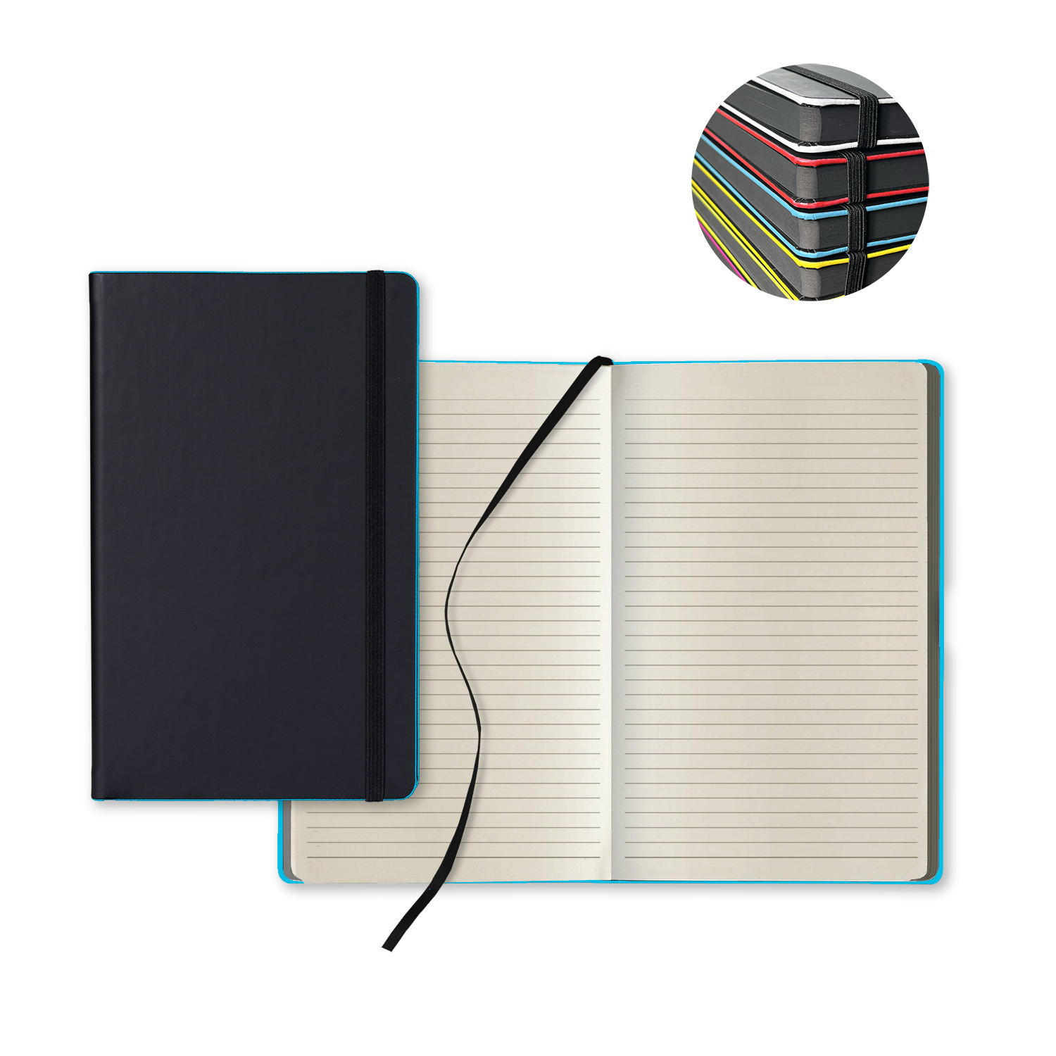 Picture of Castelli Black Laser Medio Lined Ivory Page Journal
