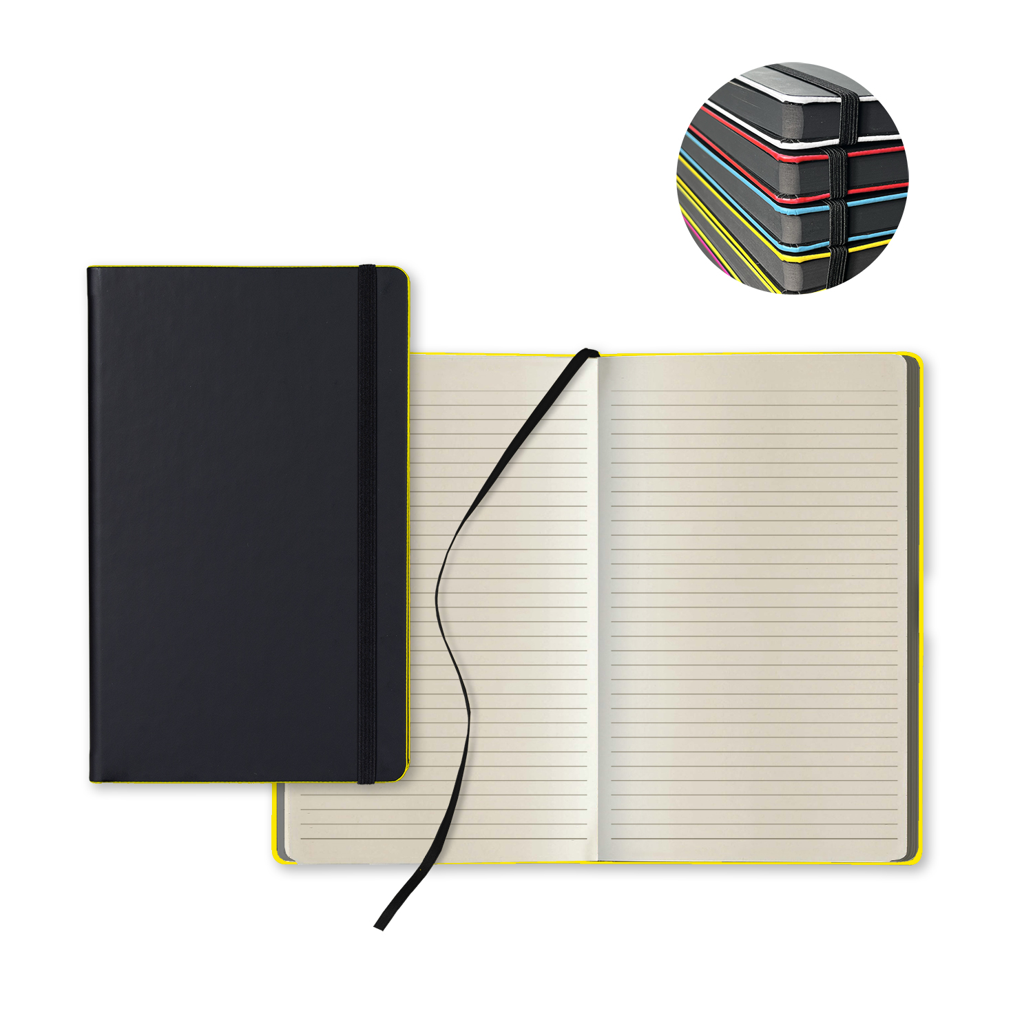 Picture of Castelli Black Laser Medio Lined Ivory Page Journal