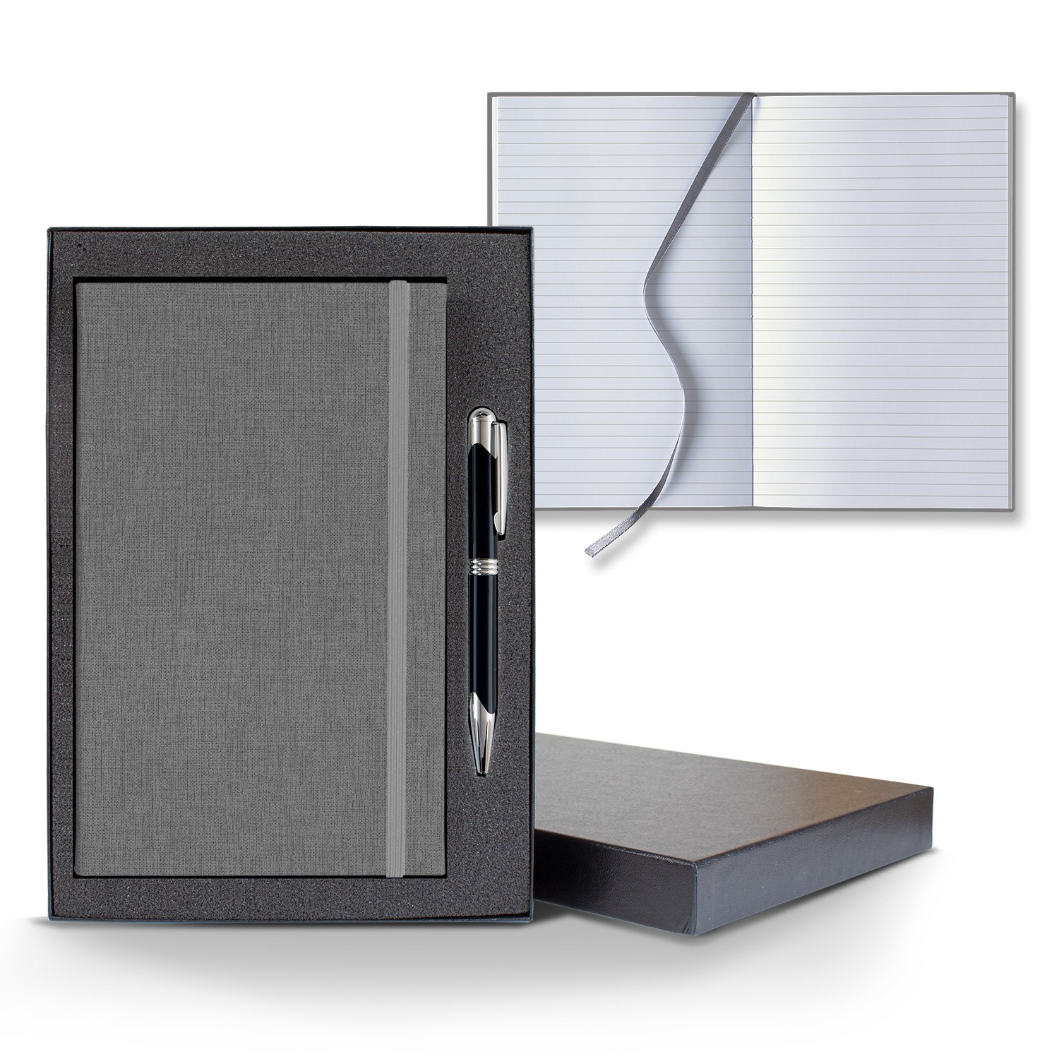 Picture of Castelli Linen Banded Medio Lined White Page Journal Gift Set