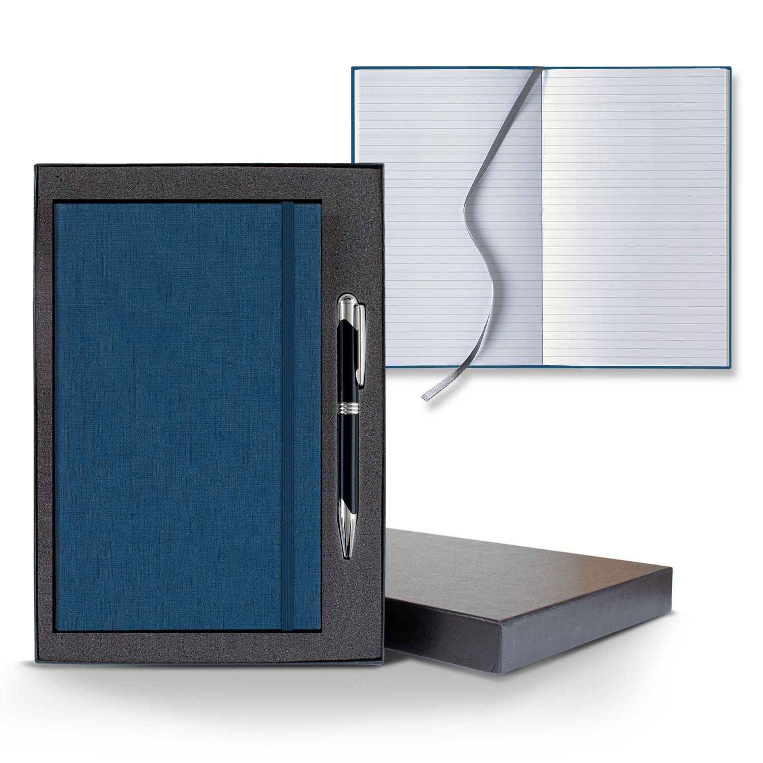 Picture of Castelli Linen Banded Medio Lined White Page Journal Gift Set