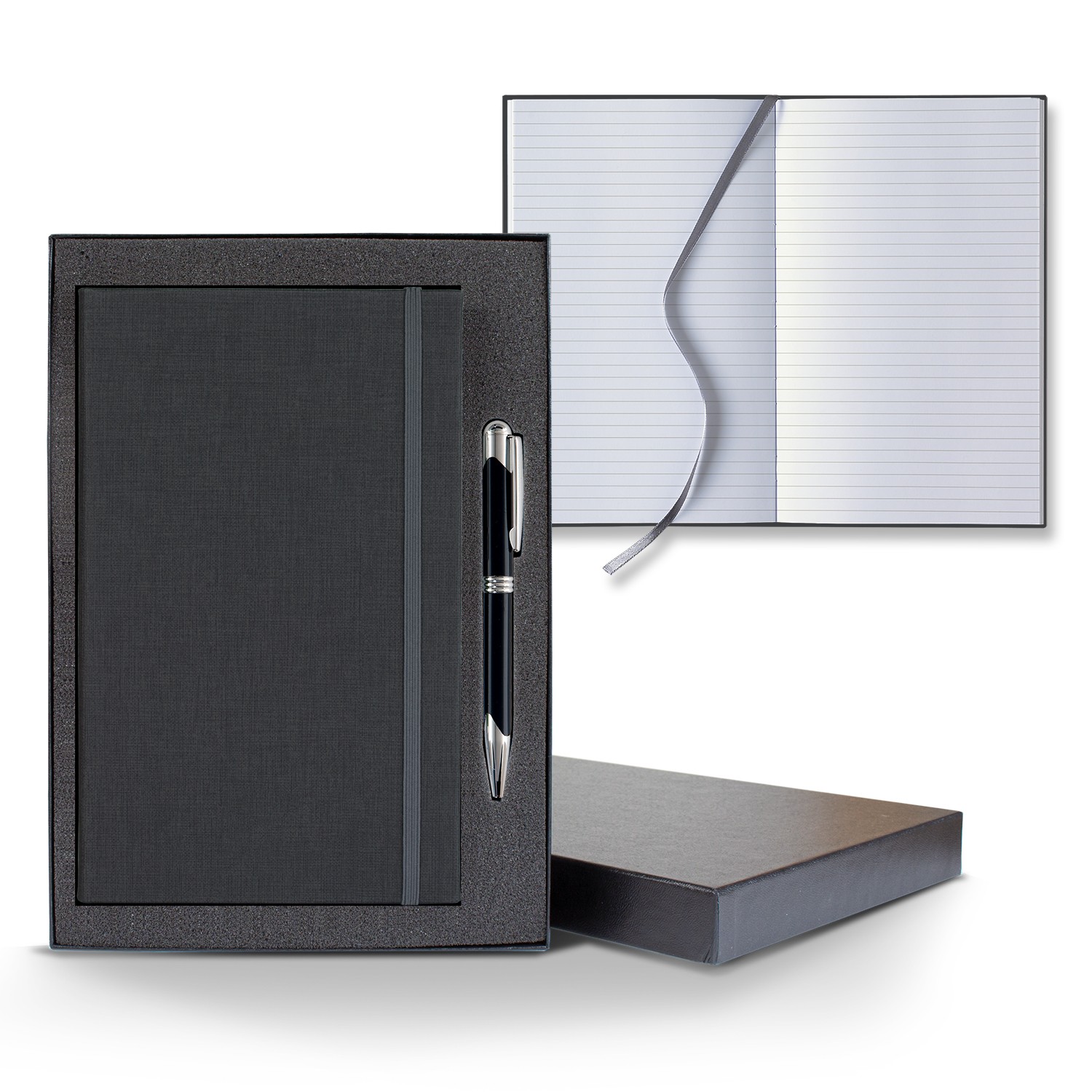 Picture of Castelli Linen Banded Medio Lined White Page Journal Gift Set