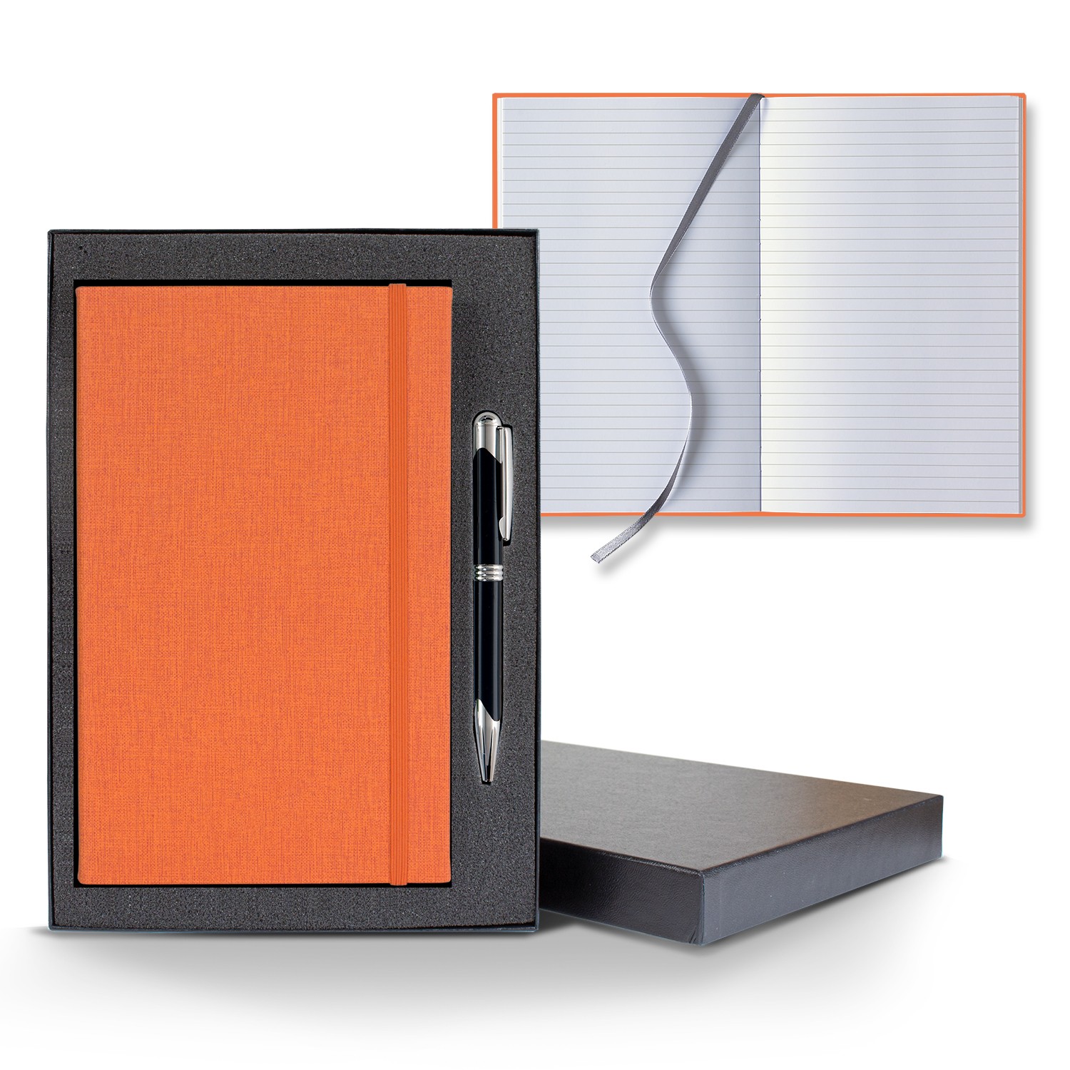 Picture of Castelli Linen Banded Medio Lined White Page Journal Gift Set