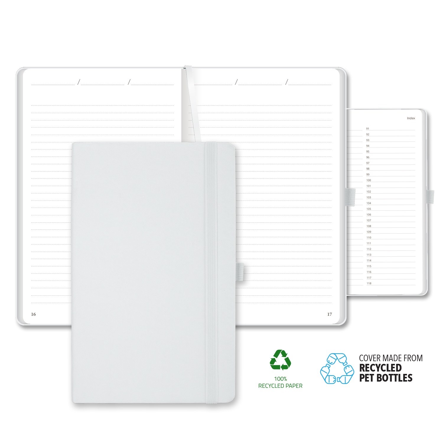 Picture of Castelli Oceano ECO rPET Medio Lined Recycled White Page Journal