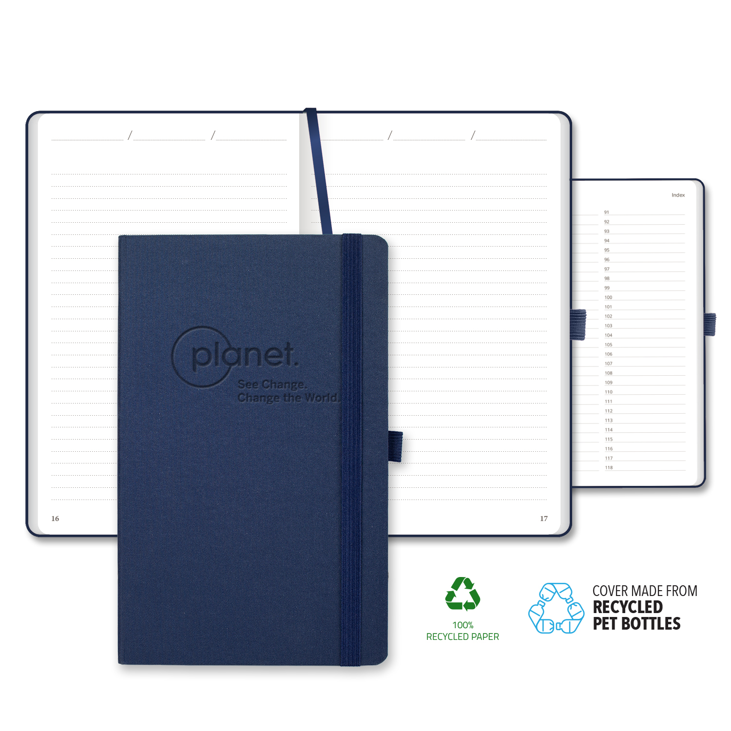 Picture of Castelli Oceano ECO rPET Medio Lined Recycled White Page Journal