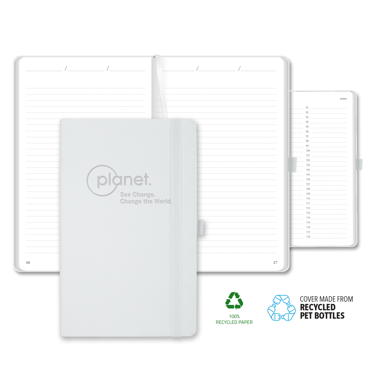 Picture of Castelli Oceano ECO rPET Medio Lined Recycled White Page Journal